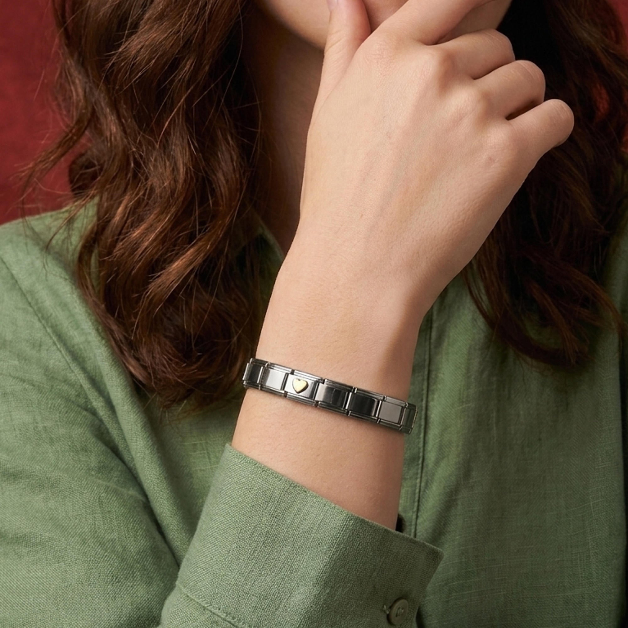 Brazalete italiano ajustable con corazon 9mm
