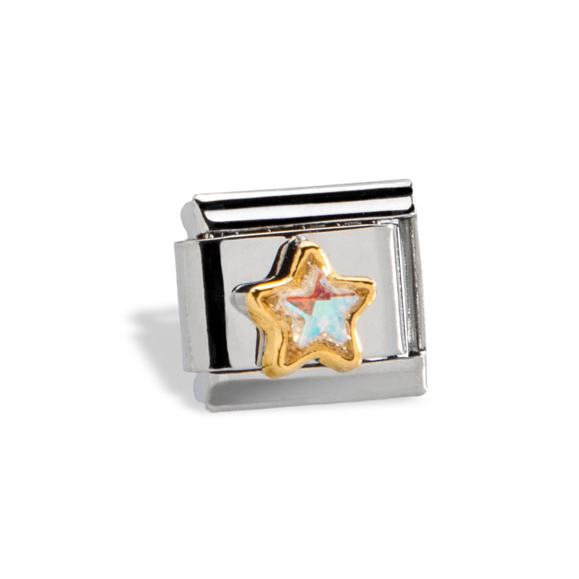 Charm eslabon italiano estrella cristal 9x10mm