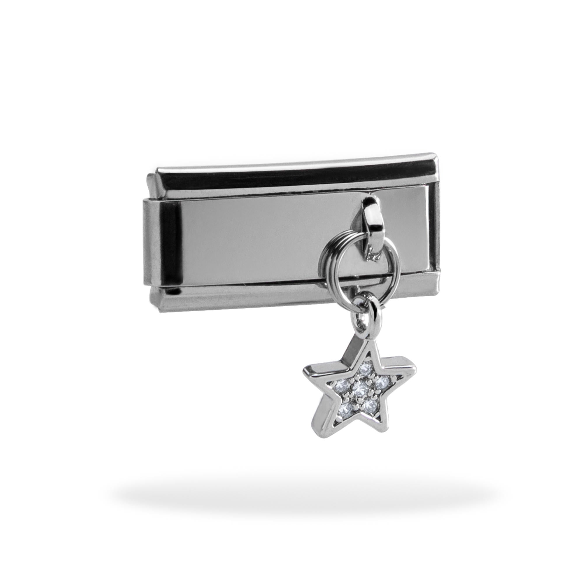 Charm eslabon italiano estrella colgante cristales 20x10mm