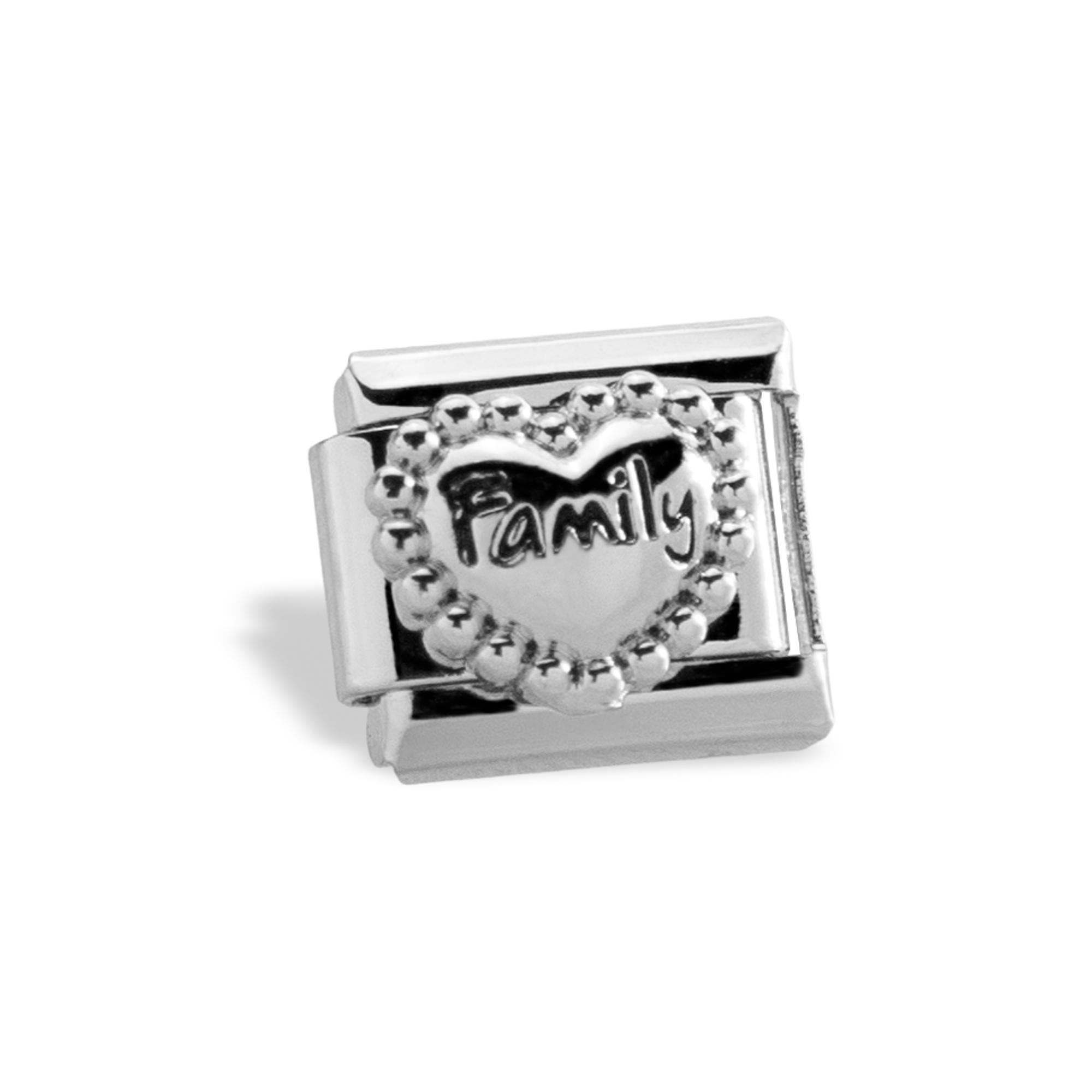Charm eslabon italiano corazon frase family 9x10mm