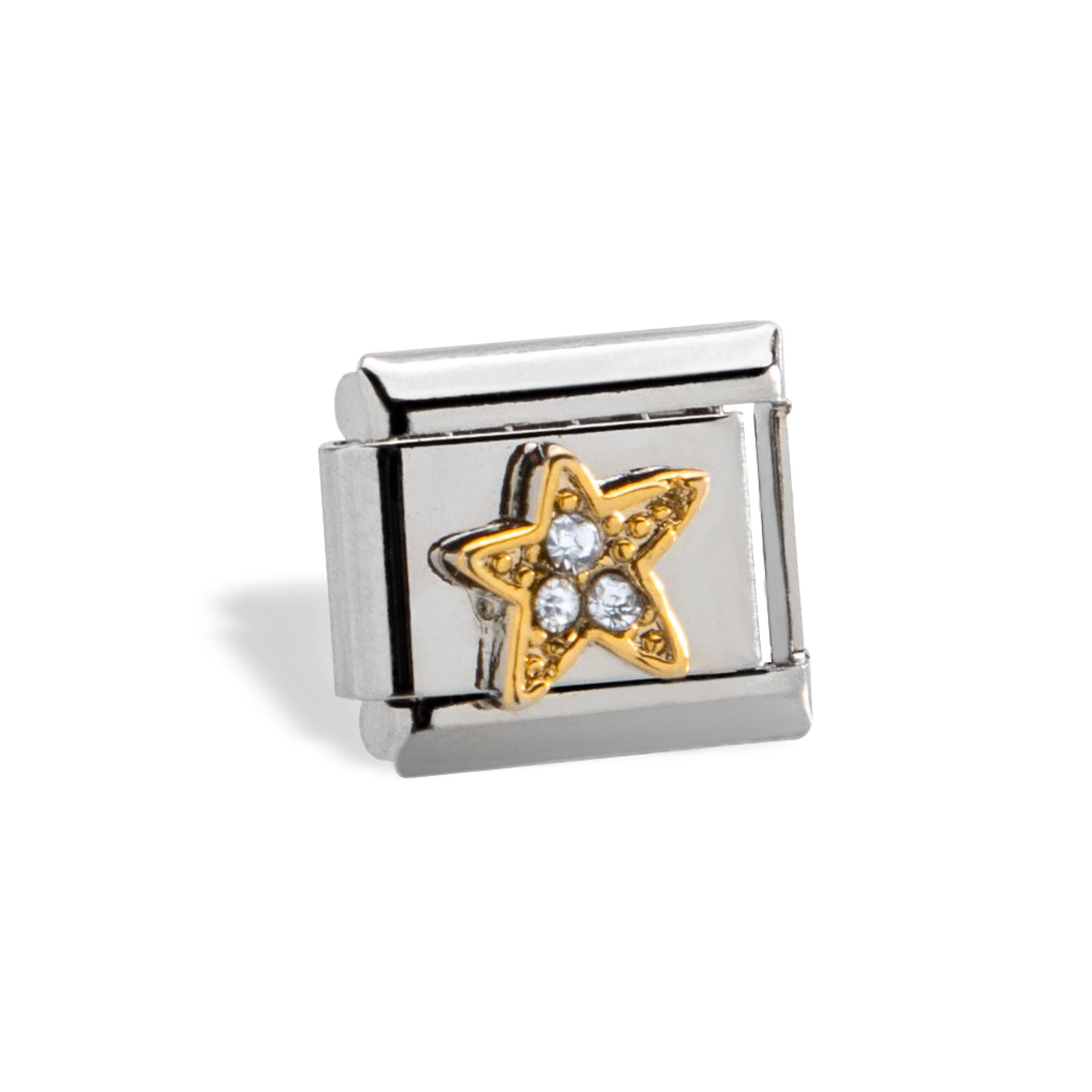 Eslabon italiano con estrella circonias y microesferas 9x10mm