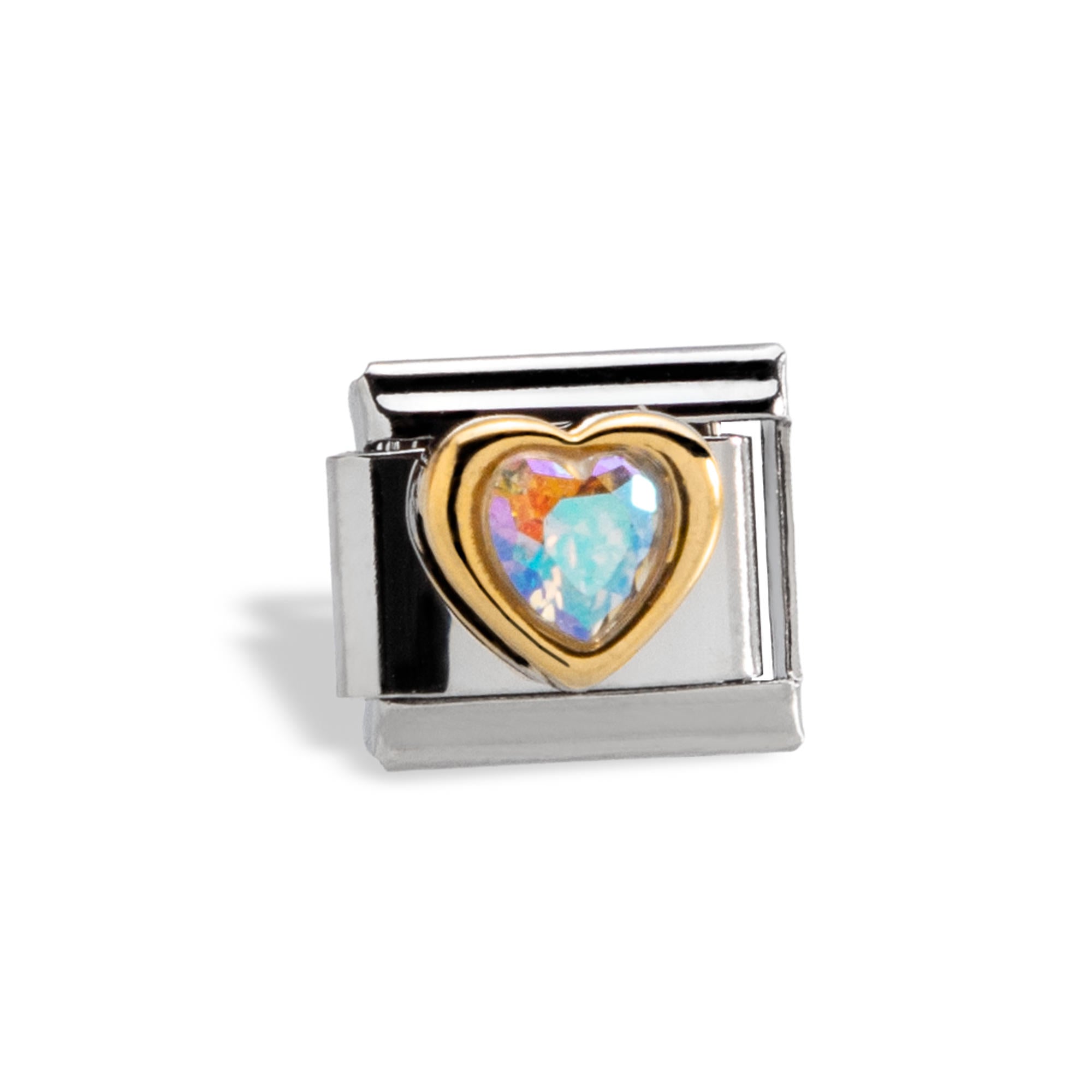 Charm eslabon italiano corazon cristal 9x10mm