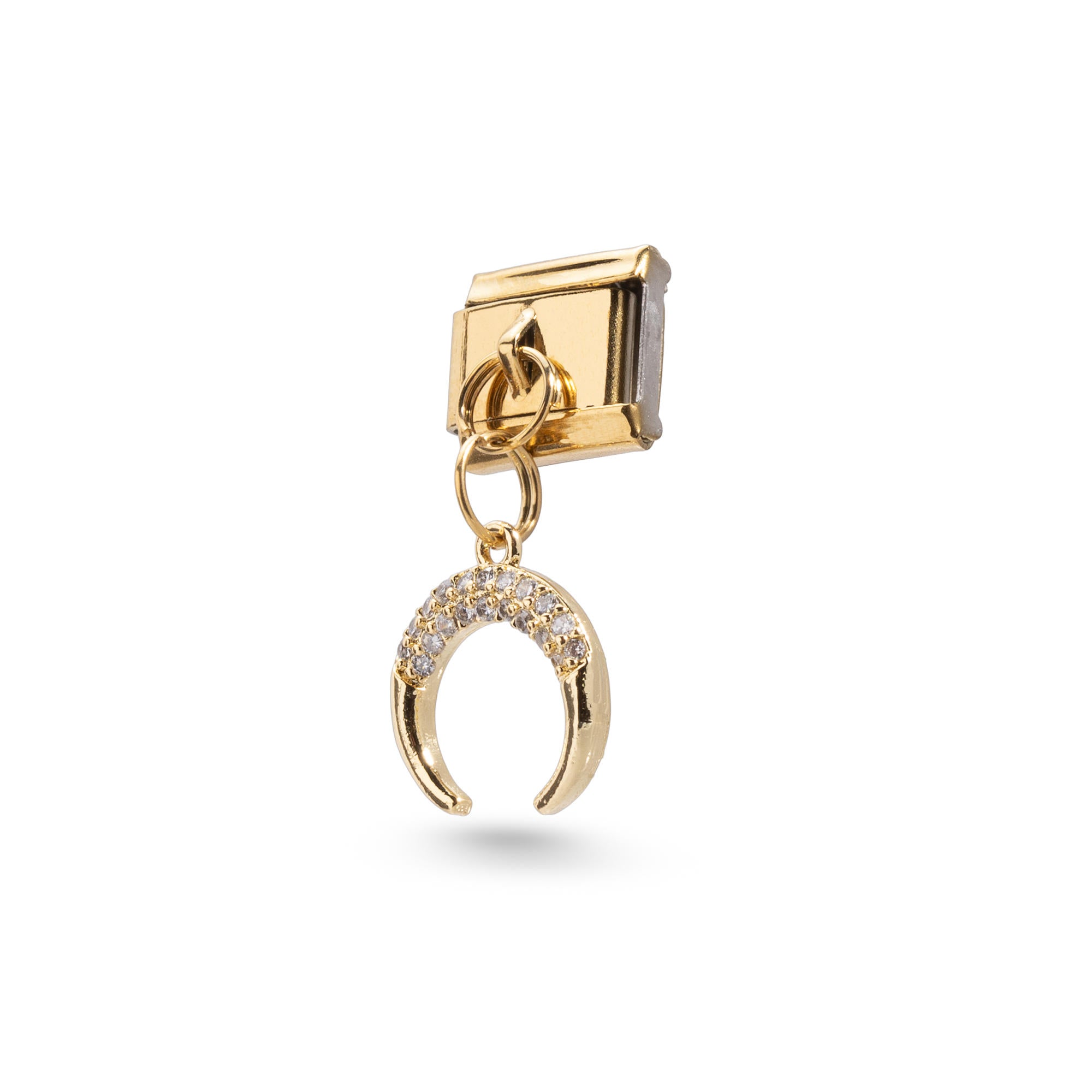 Charm eslabon italiano luna circonias colgante 9x10mm