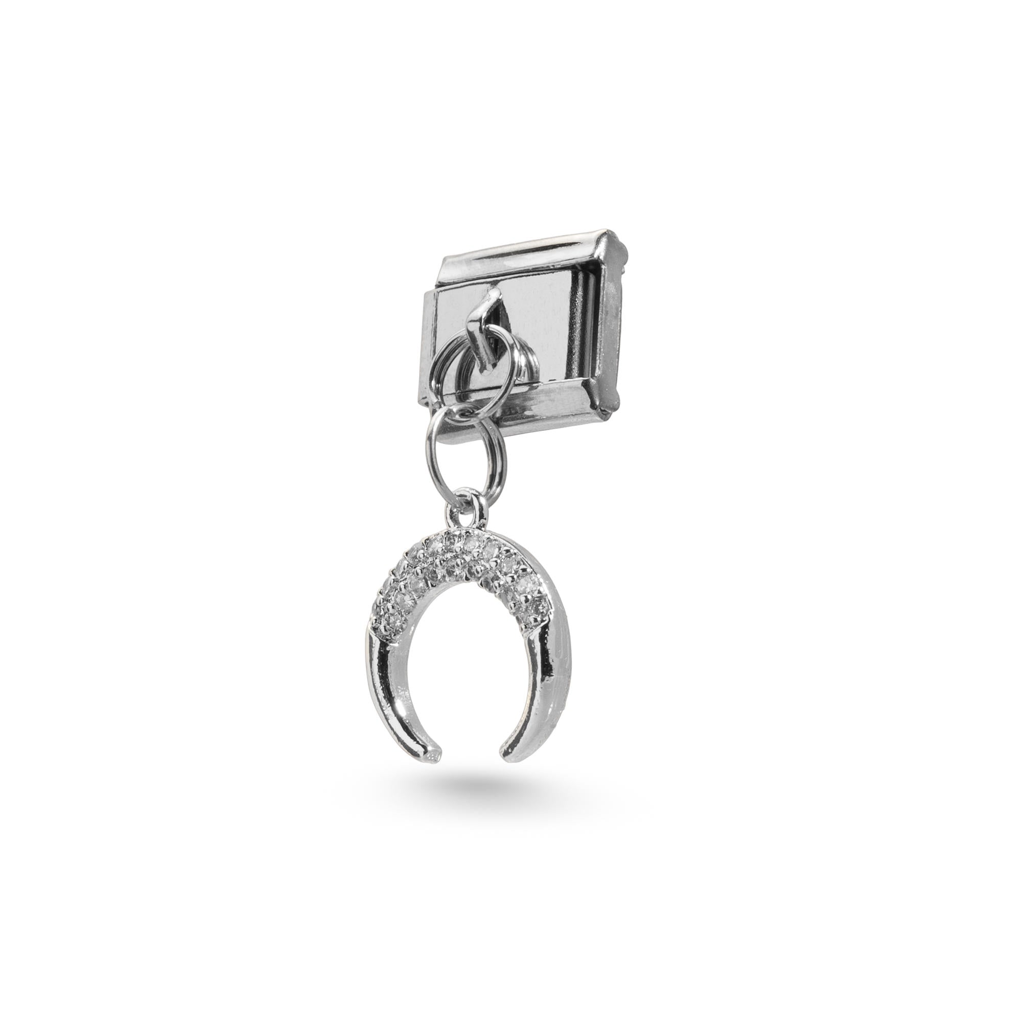 Charm eslabon italiano luna circonias colgante 9x10mm