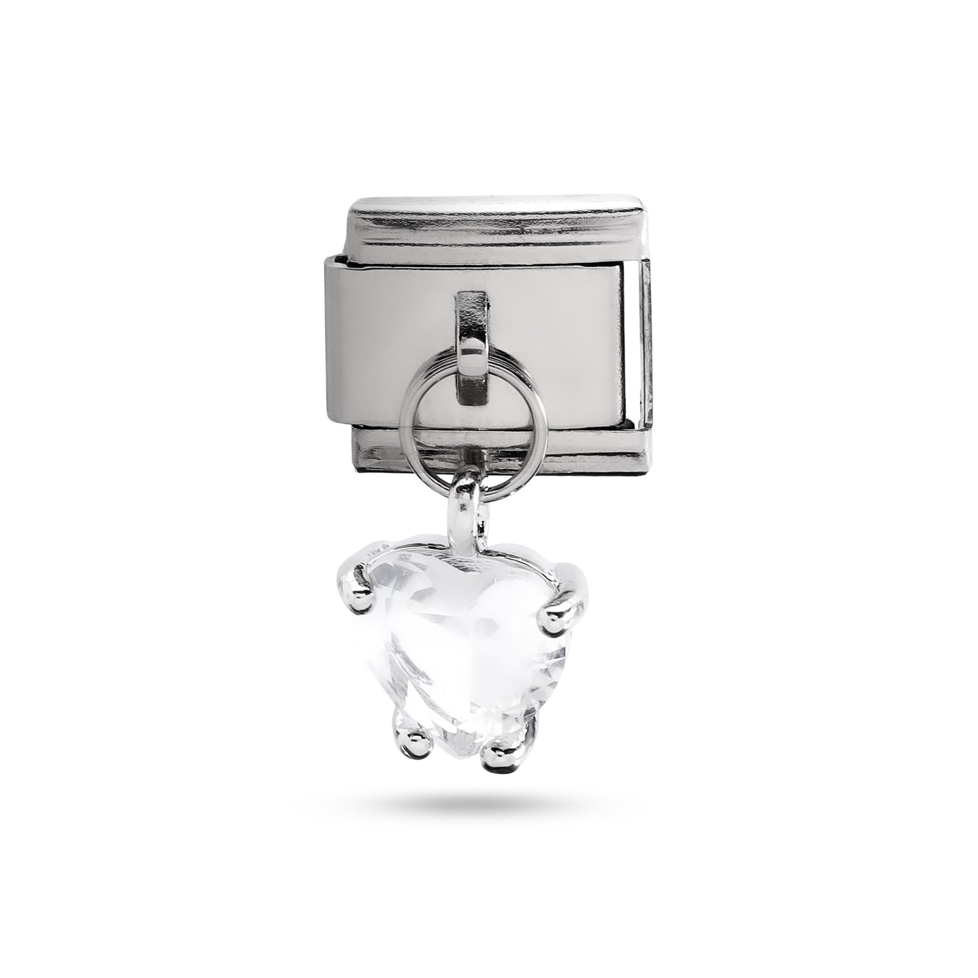 Charm eslabon italiano cristal corazon colgante 9x10mm