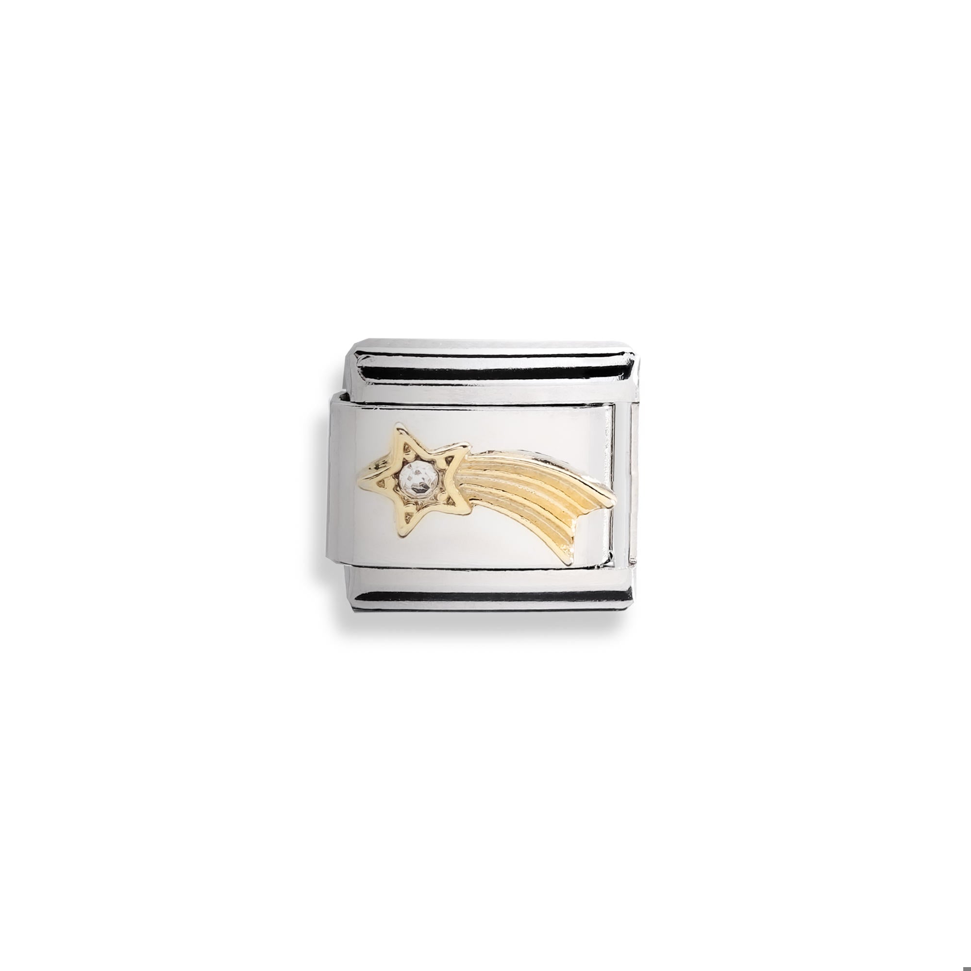 Charm eslabon italiano estrella fugaz con cristal 9x10mm