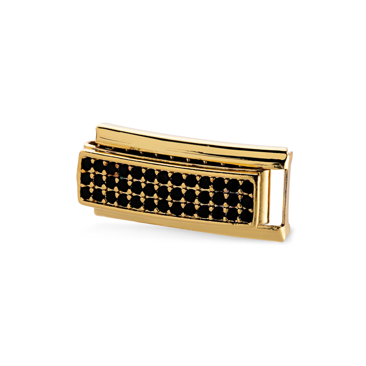 Eslabón italiano rectangular con cristales negro en pavé 20x9mm