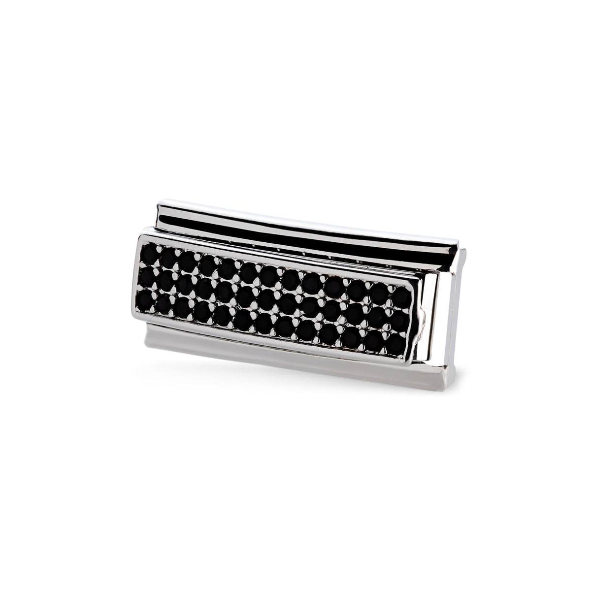 Eslabón italiano rectangular con cristales negro en pavé 20x9mm