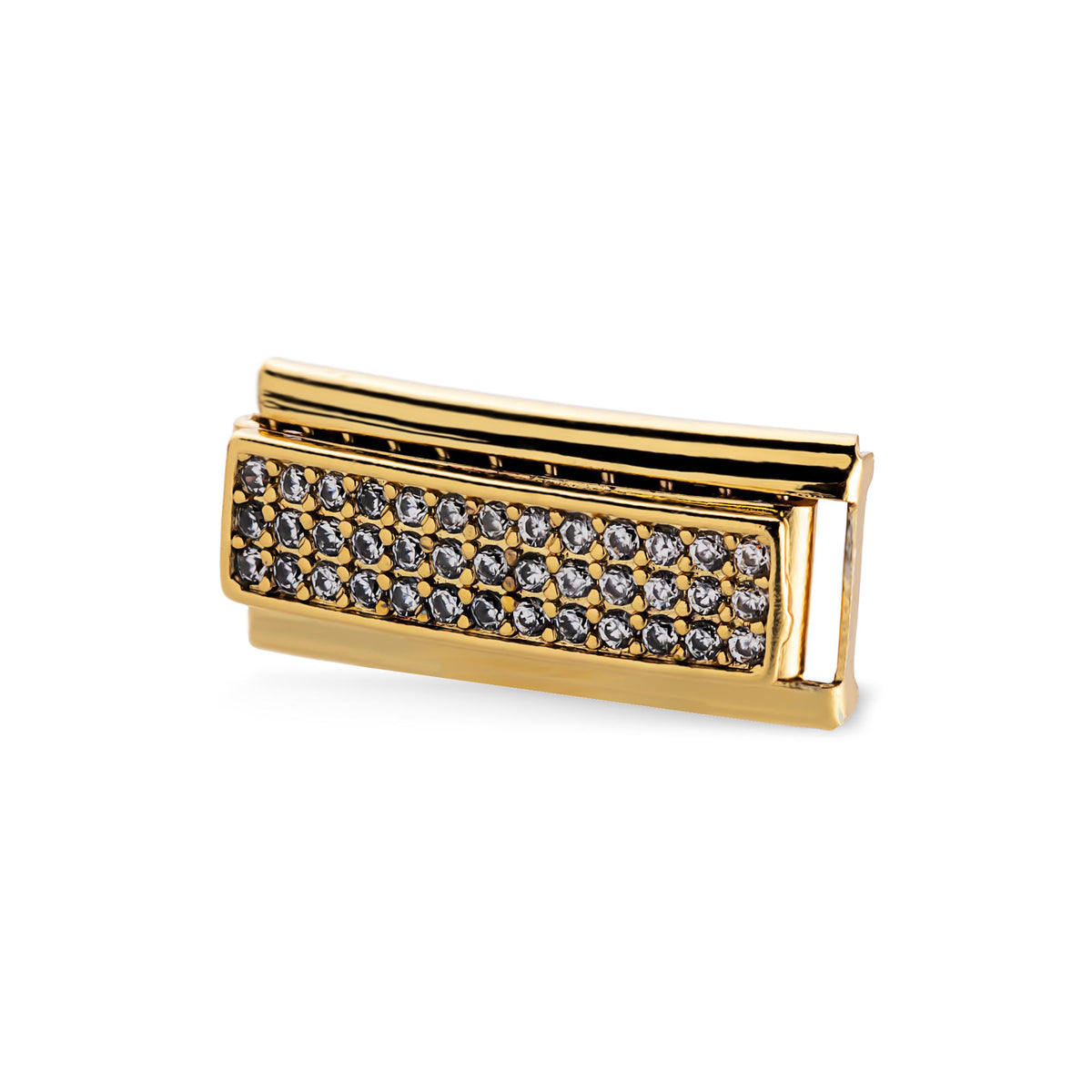 Eslabón italiano rectangular con cristales en pavé 20x9mm