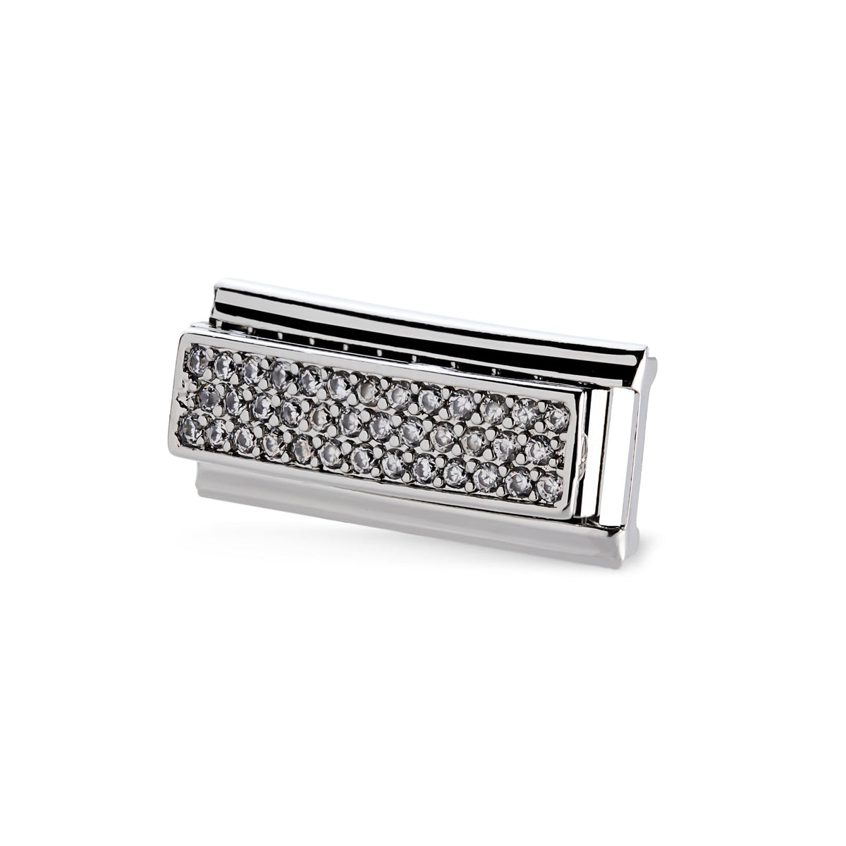 Eslabón italiano rectangular con cristales en pavé 20x9mm