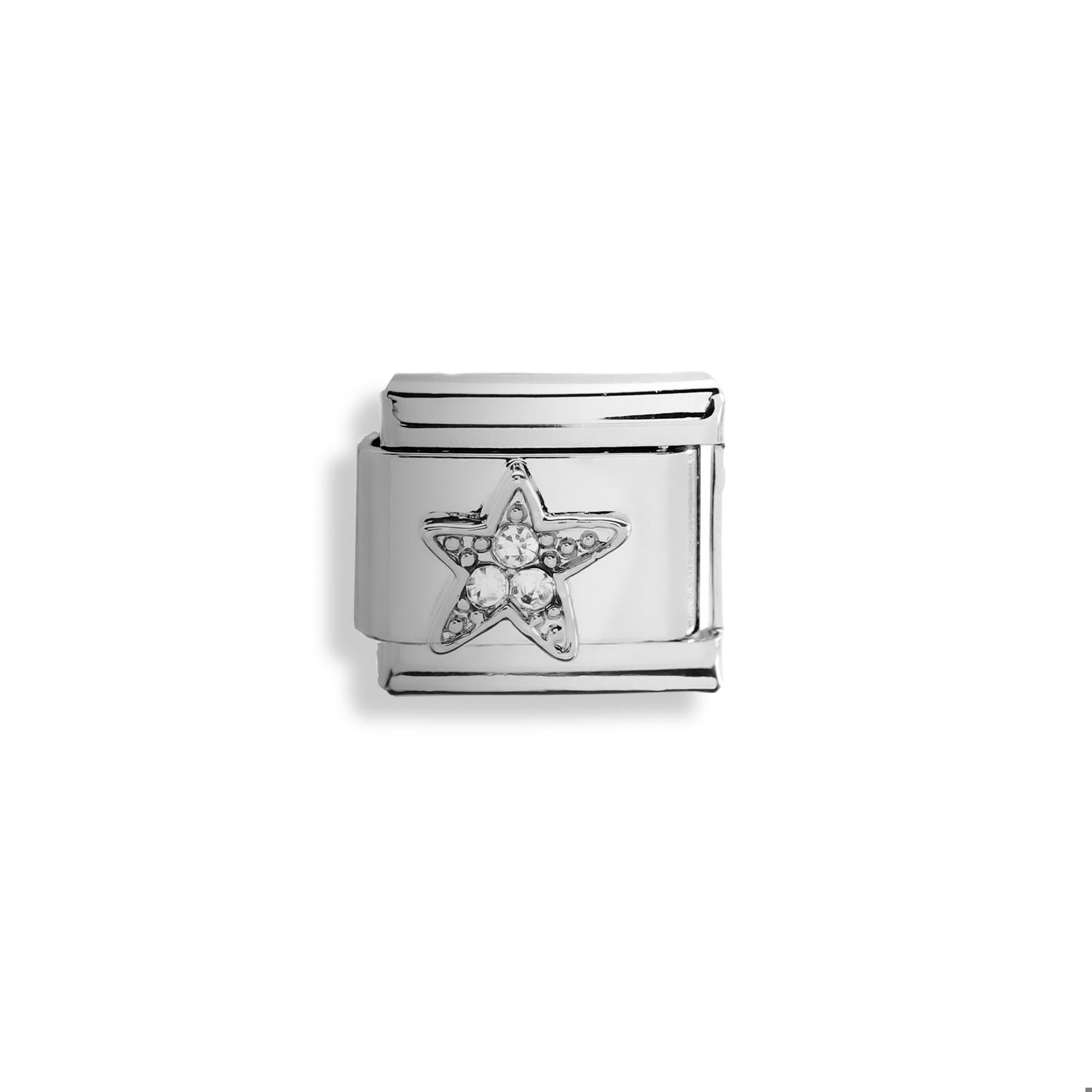 Charm eslabon italiano estrella con cristales 9x10mm