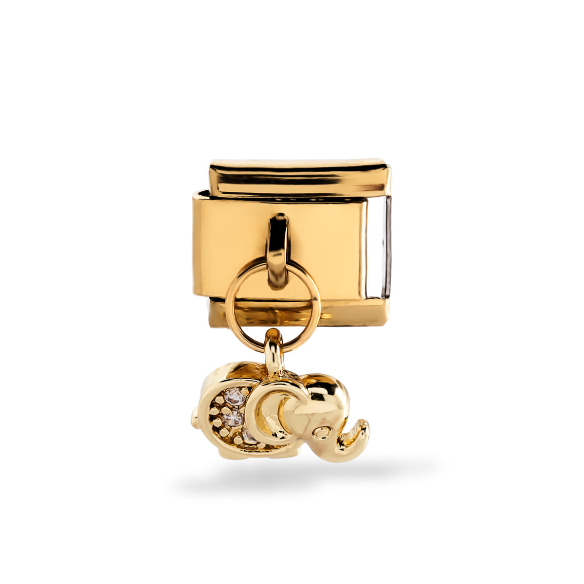 Charm eslabon italiano elefante colgante con cristales 9x10mm