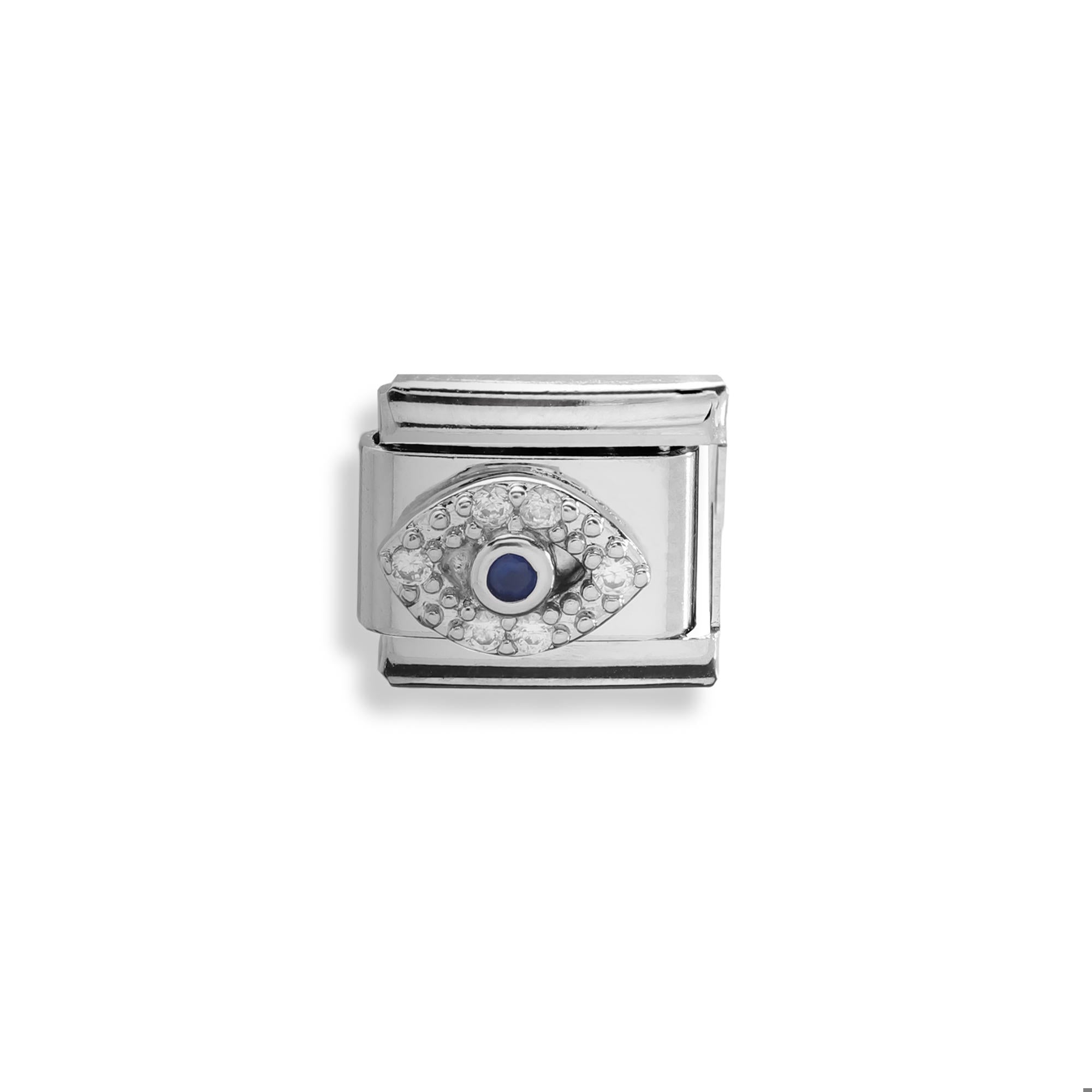 Charm eslabon italiano ojo con cristal 9x10mm