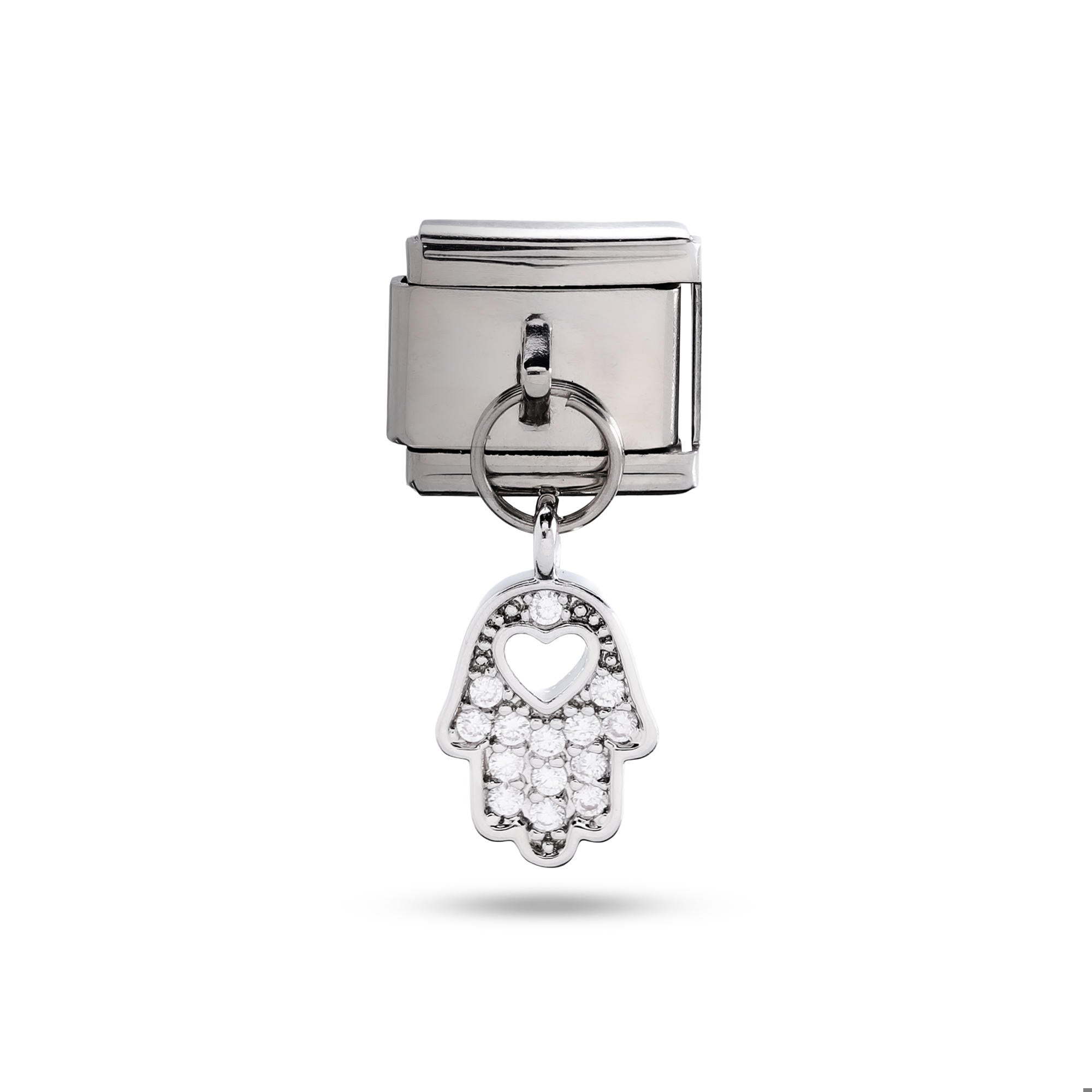Charm eslabon italiano mano de fatima colgante con cristales 9x10mm