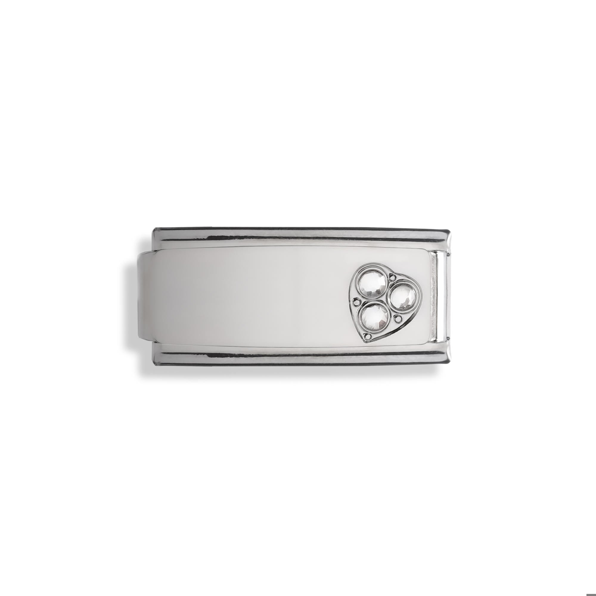 Charm eslabon italiano corazon con cristales 20x10mm