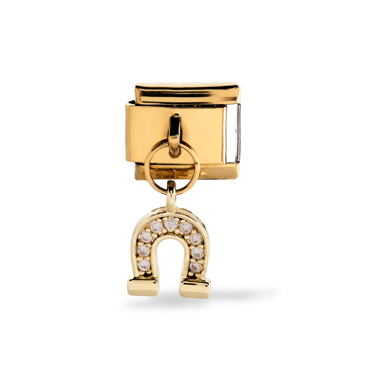 Charm eslabon italiano herradura colgante con cristales 9x10mm