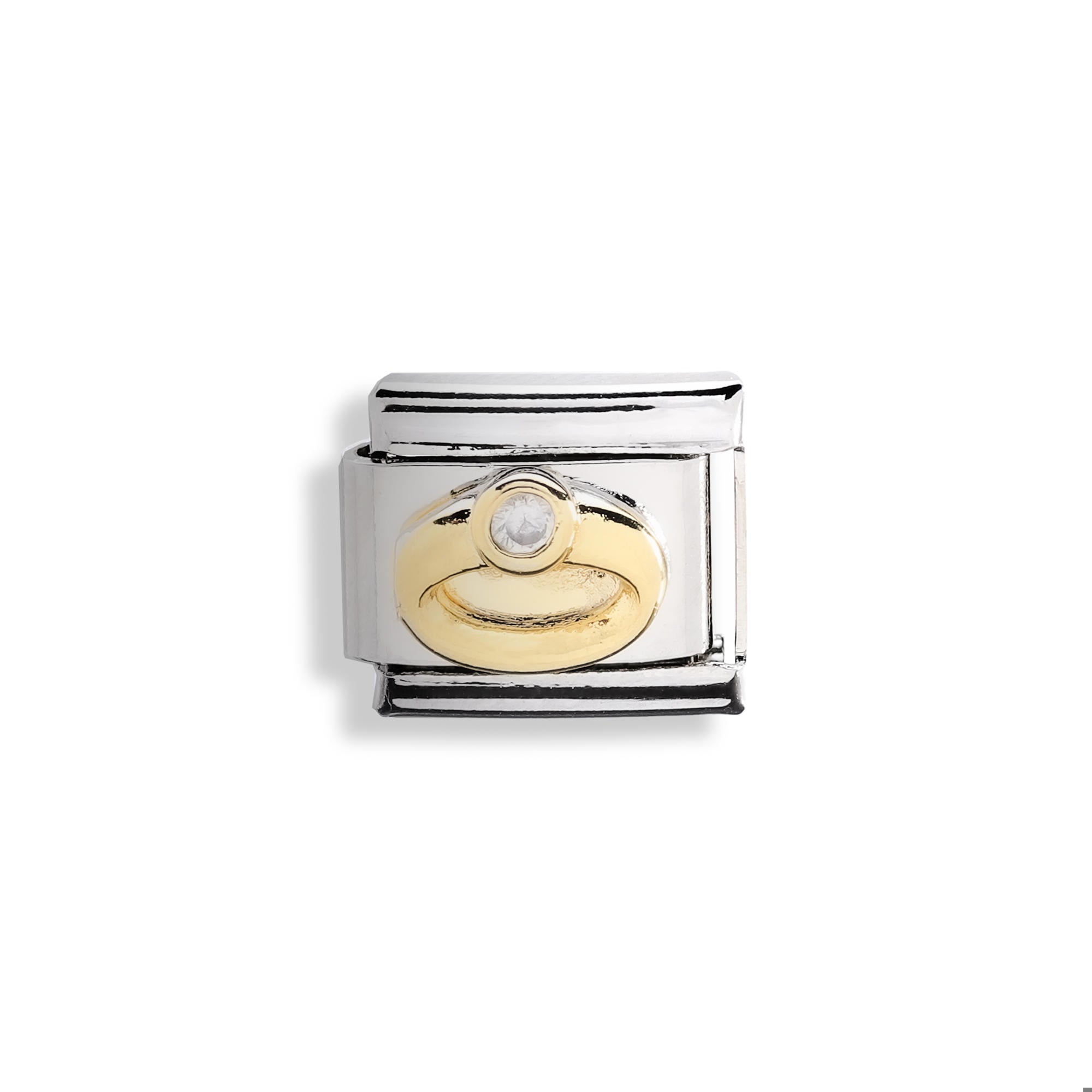 Charm eslabon italiano anillo con cristal 9x10mm
