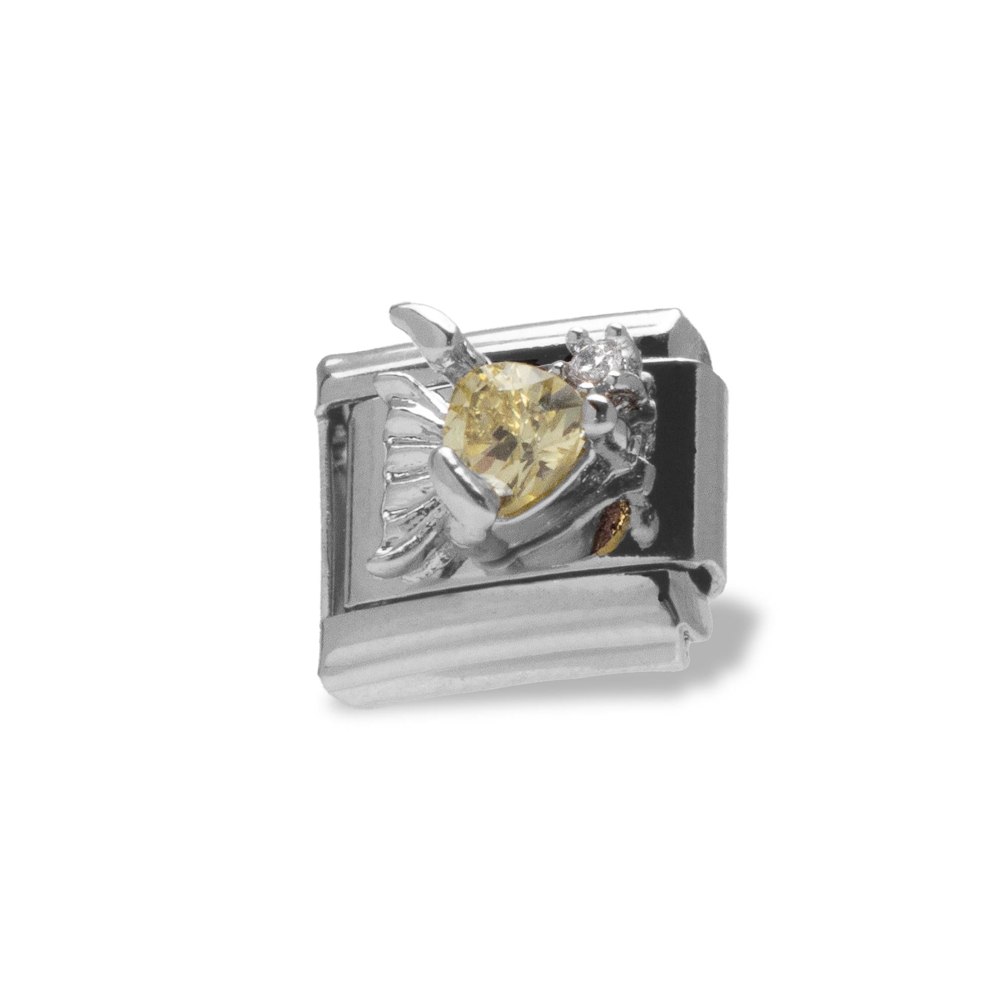 Charm eslabon italiano pez con cristales 9x10mm