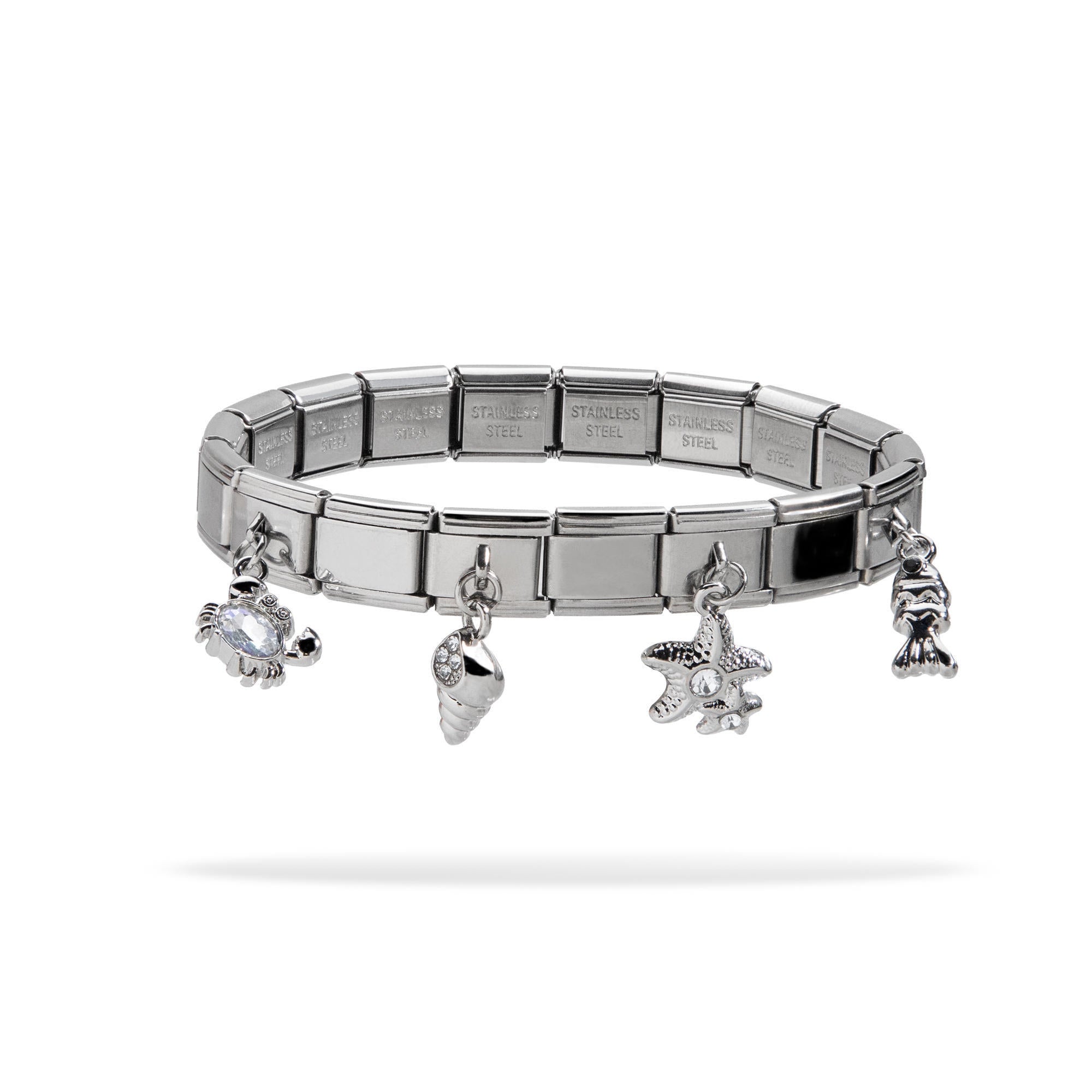 Brazalete ajustable italiano dijes marinos colgantes circonia 9mm