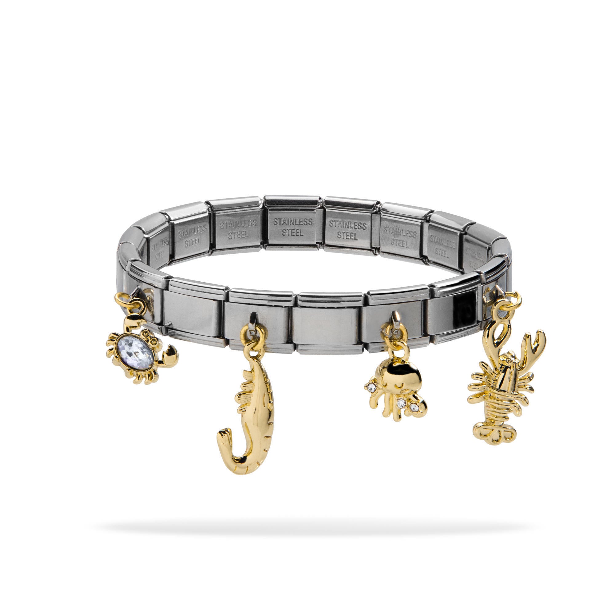 Brazalete ajustable italiano dijes animales marinos colgantes circonia 9mm