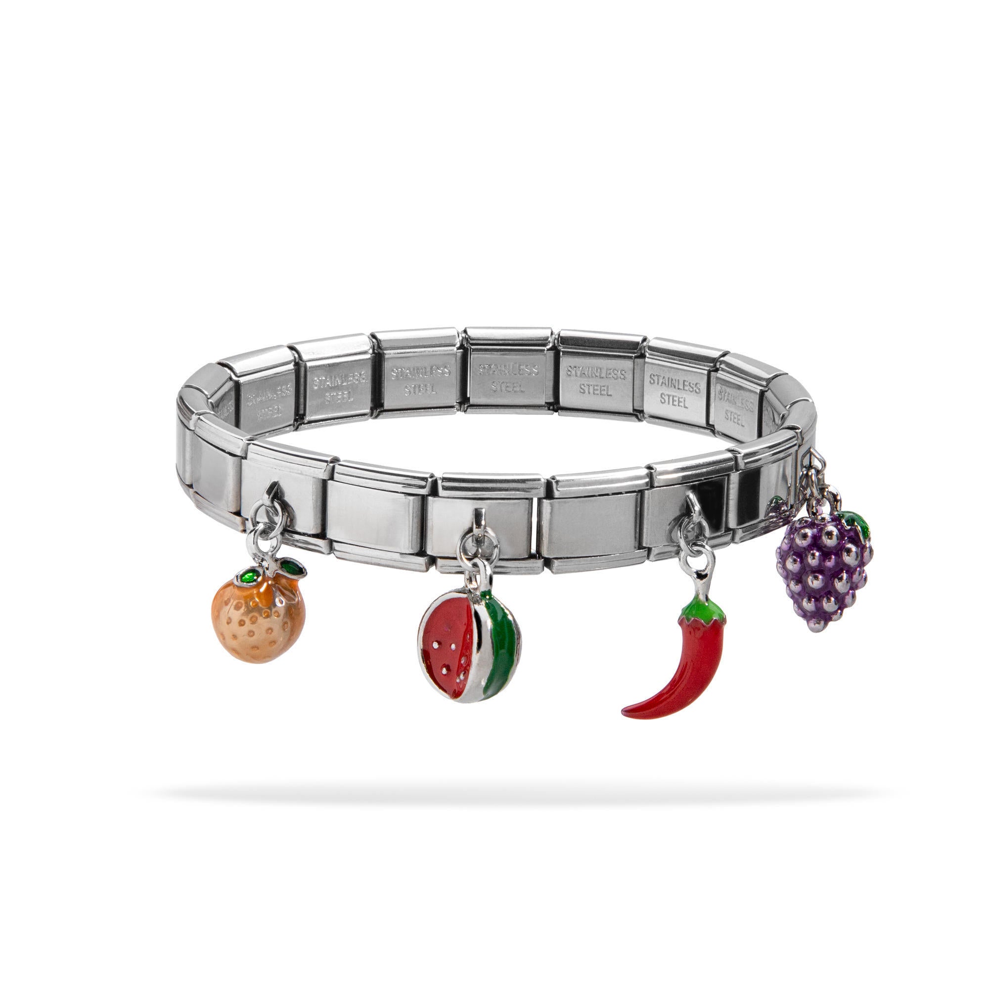 Brazalete ajustable italiano dijes frutales esmaltados colgantes 9mm