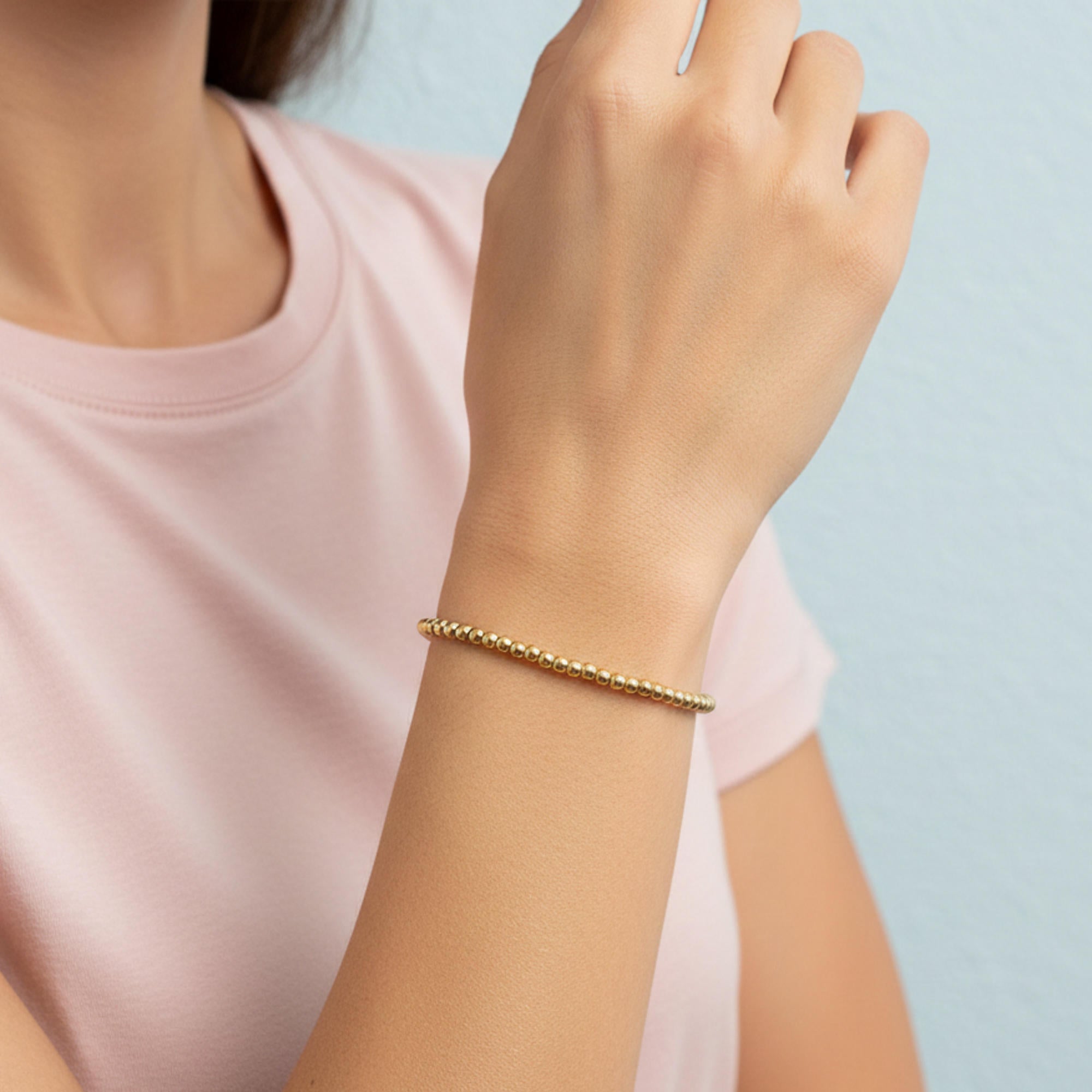 Pulsera ajustable de elastico con balin liso 2mm