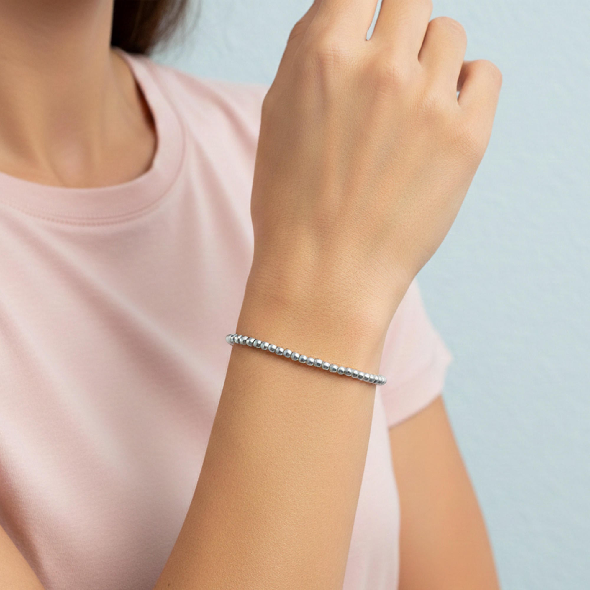 Pulsera ajustable de elastico con balin liso 2mm