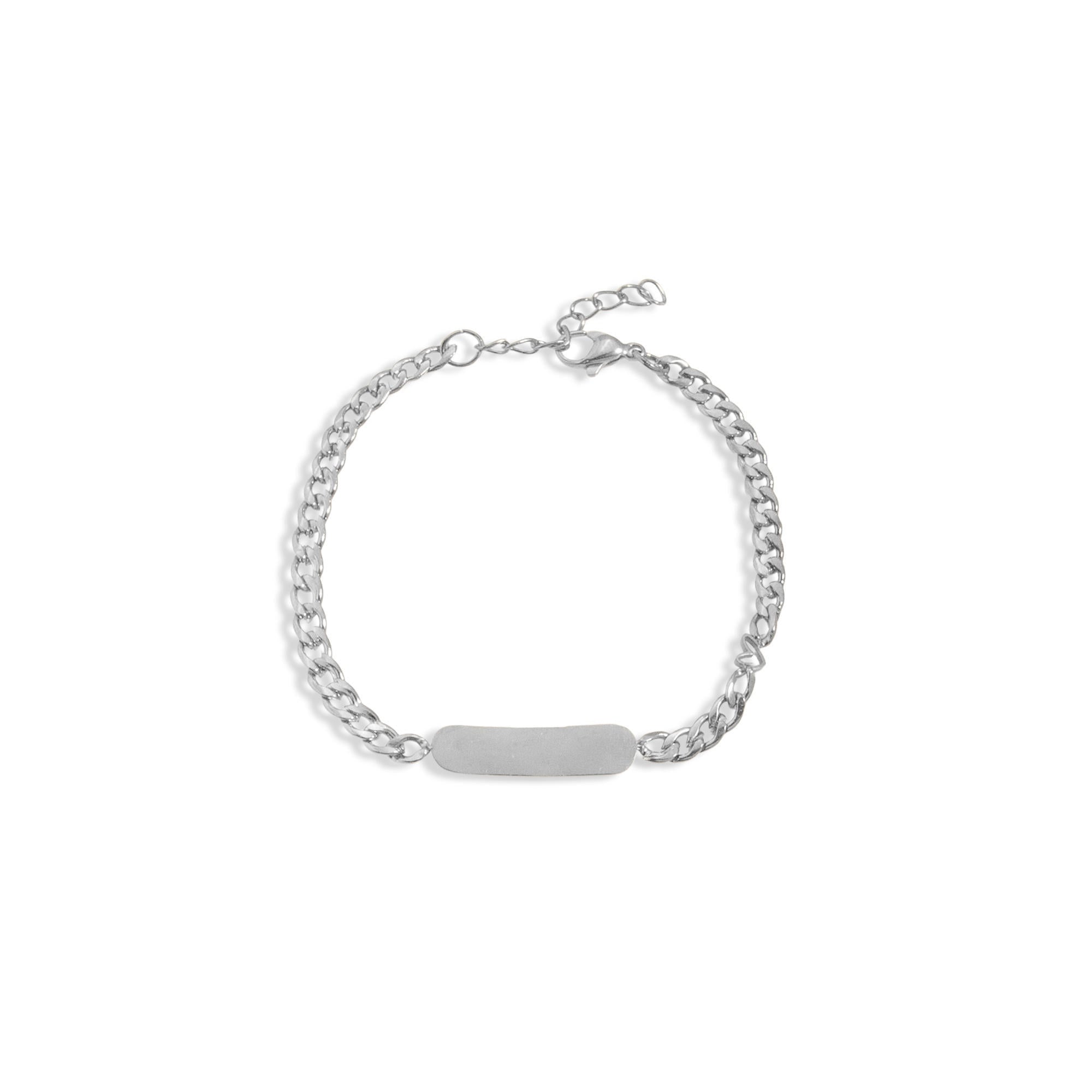 Esclava barbada corazon con placa lisa 16cm