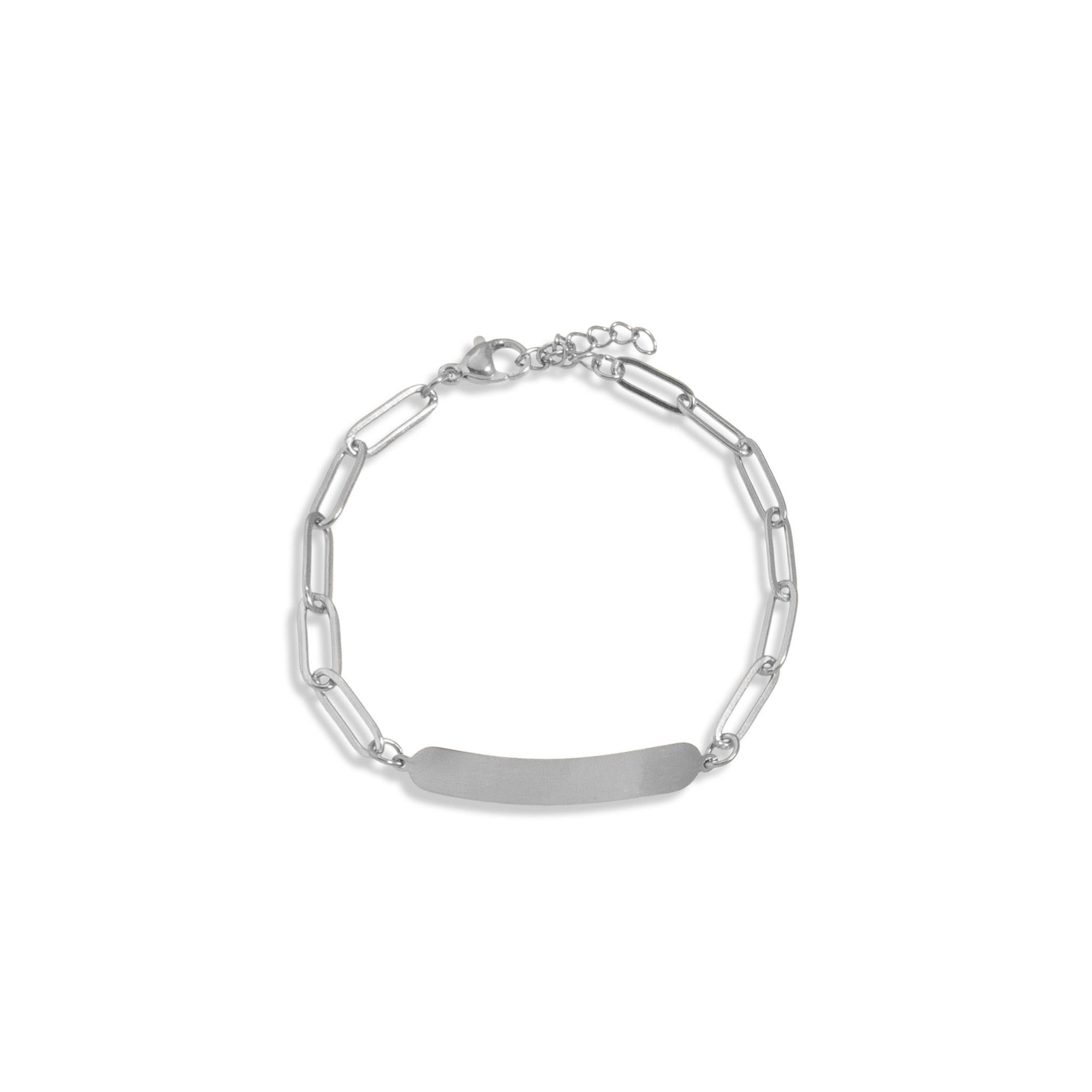 Esclava eslabon largo con placa lisa 17cm