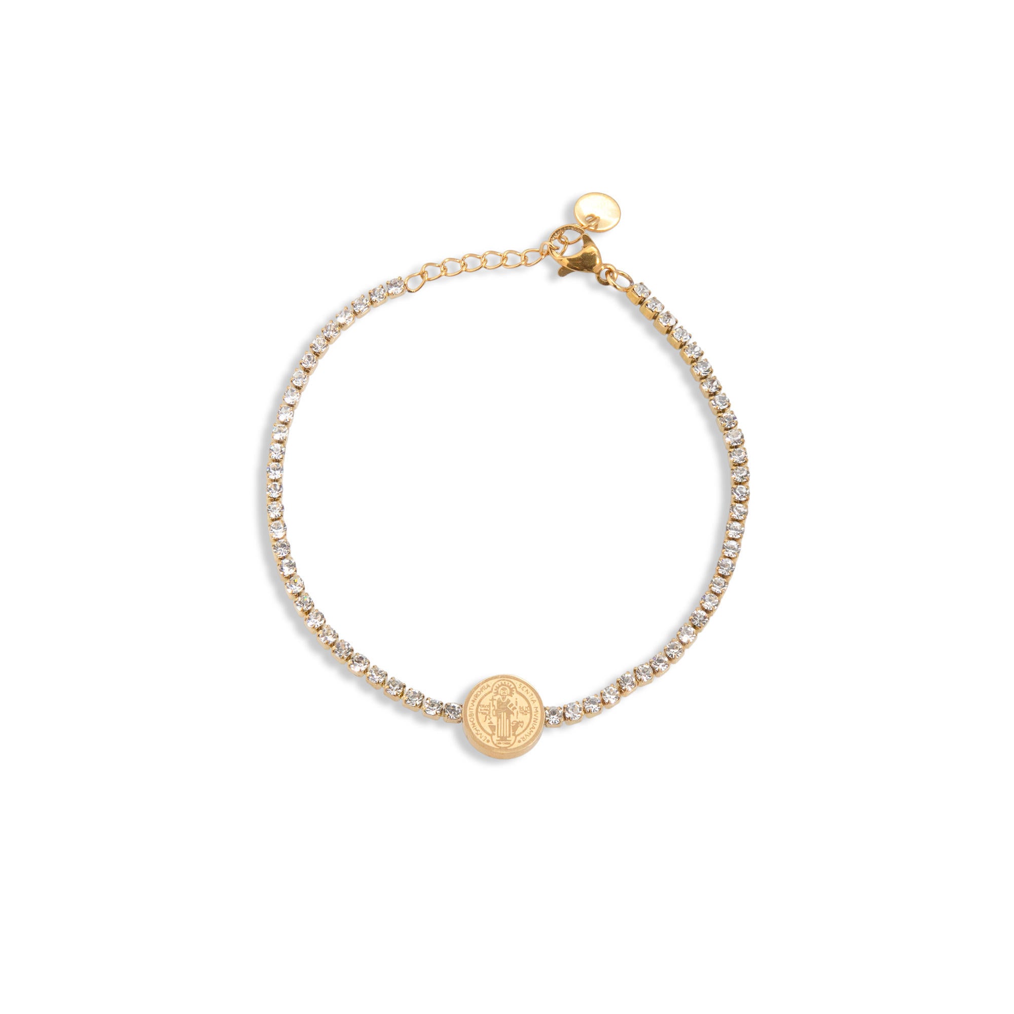 Pulsera de cristales Medalla San Benito 17cm