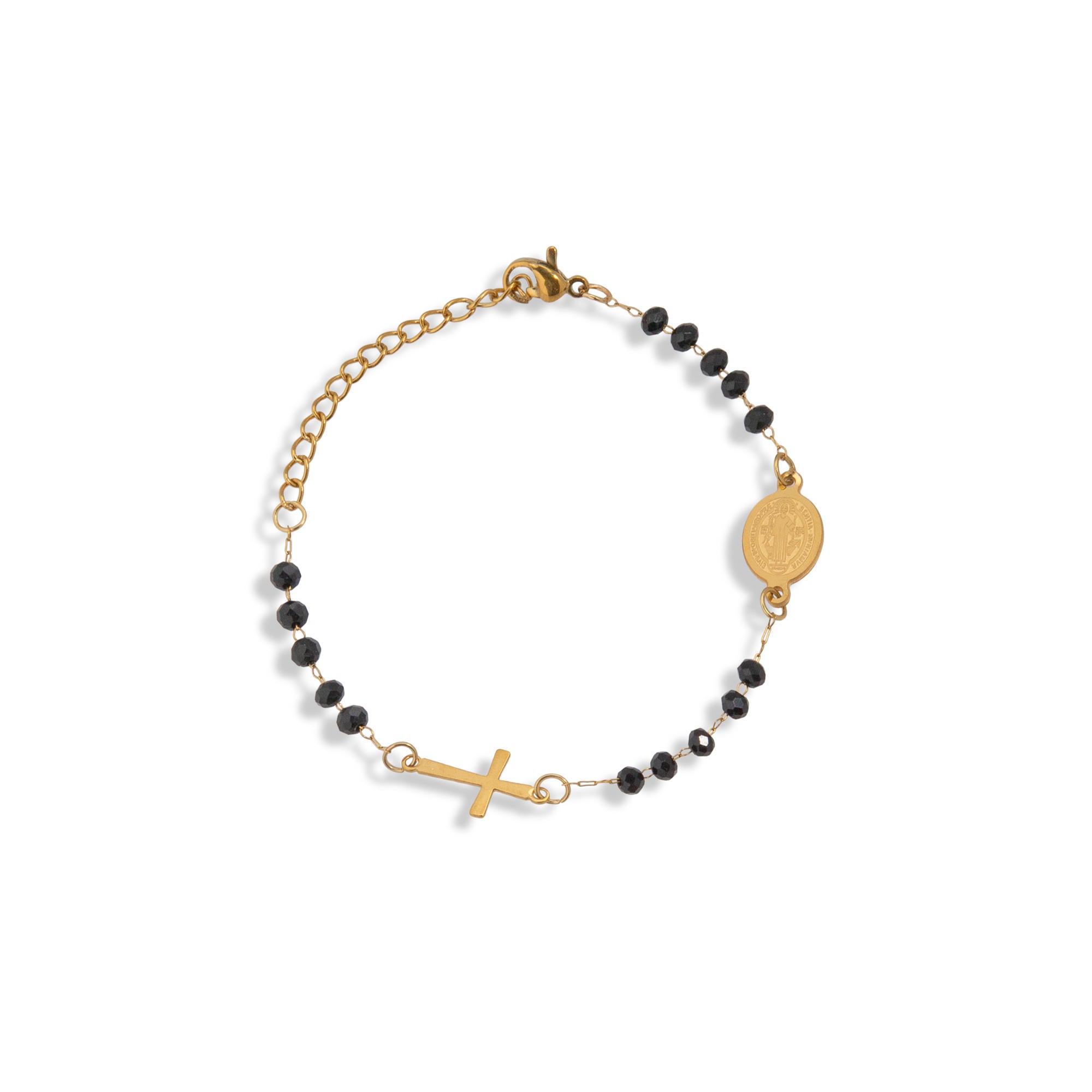 Pulsera Medalla San Benito y Cruz lisa 16cm