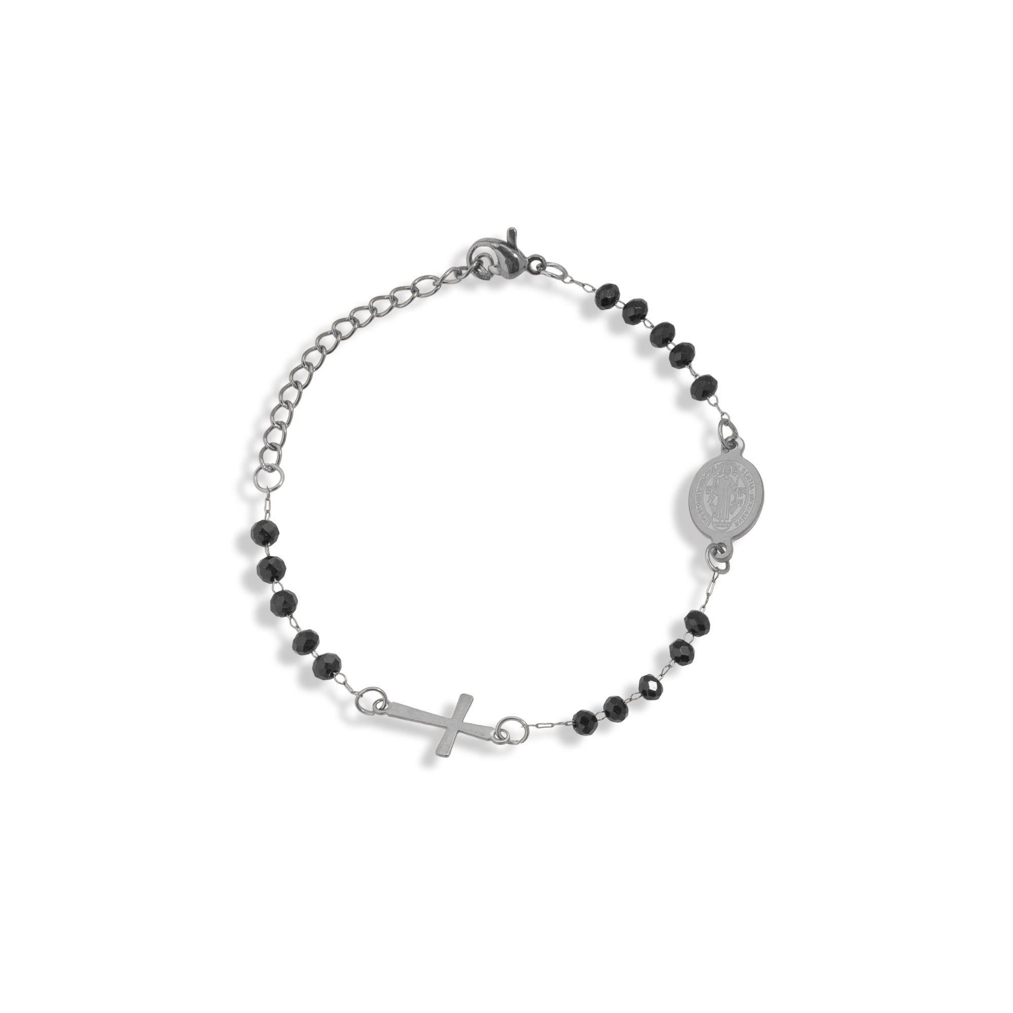 Pulsera Medalla San Benito y Cruz lisa 16cm
