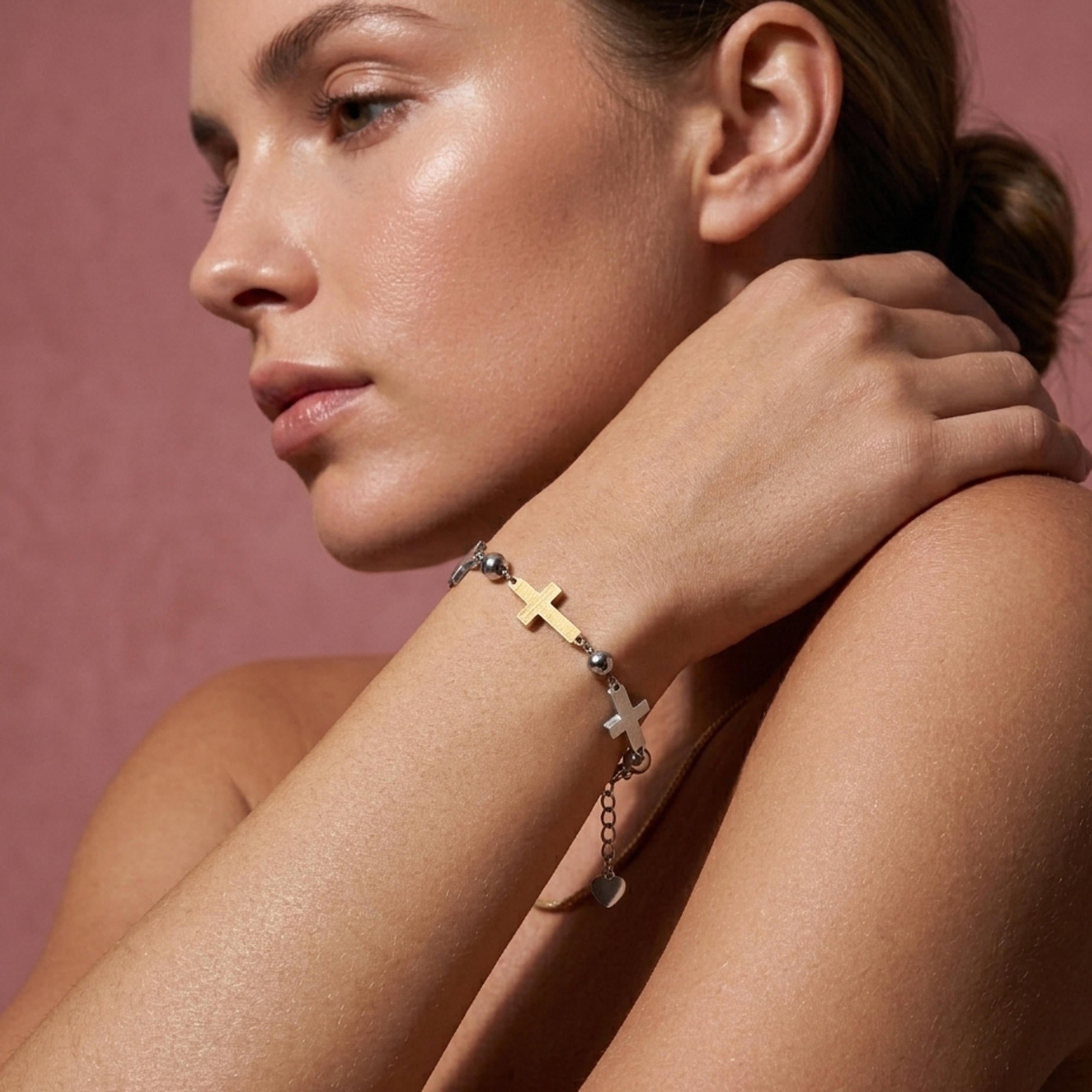 Pulsera Cruces con frase Padre Nuestro 18.5cm