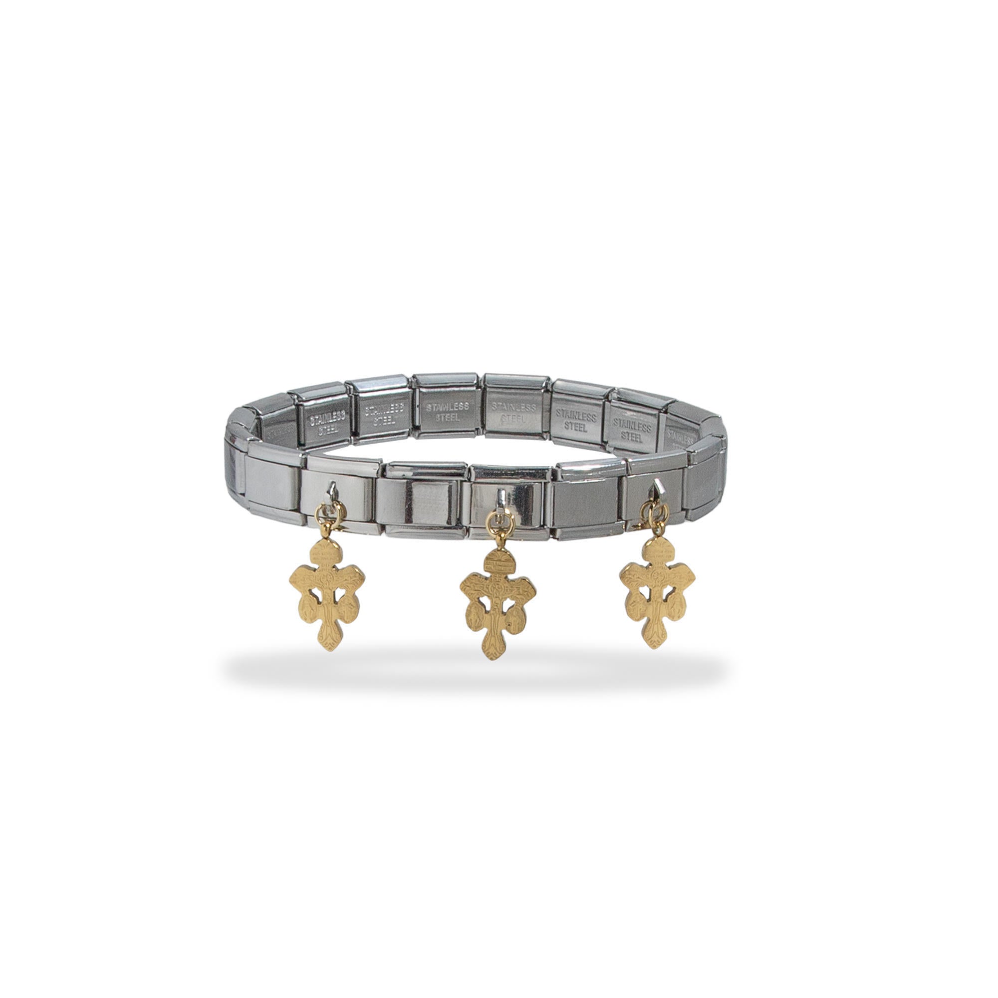 Brazalete ajustable italiano dije Cruz del Perdon colgante 9mm