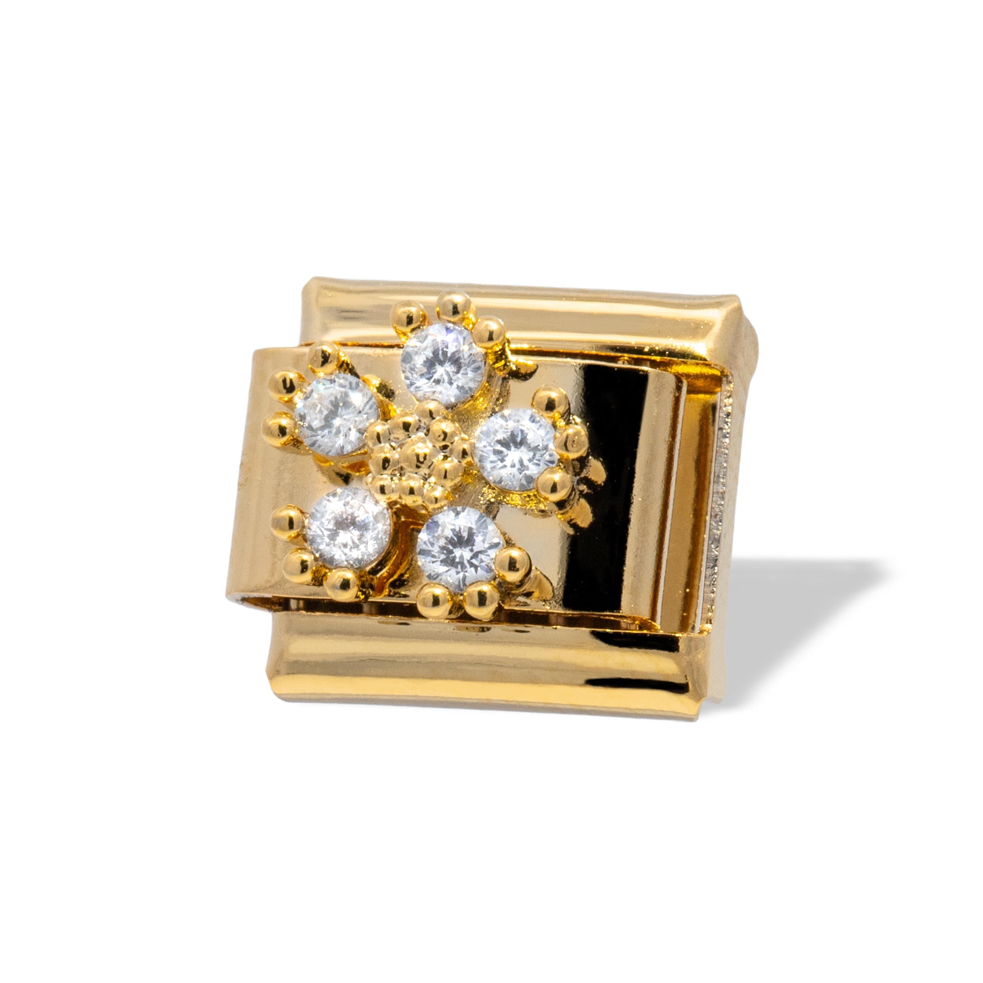 Charm eslabon italiano flor con cristales 9x10mm