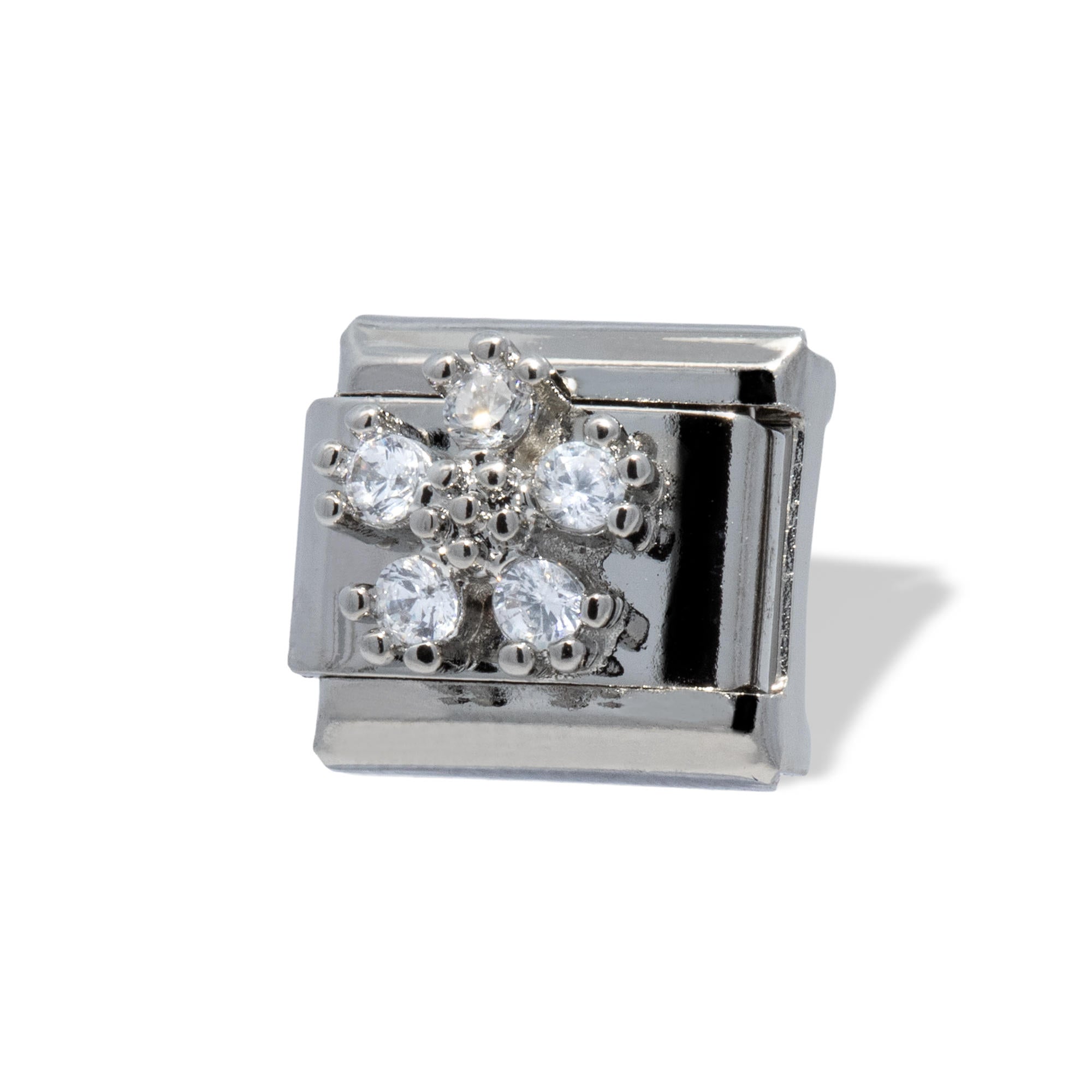 Charm eslabon italiano flor con cristales 9x10mm