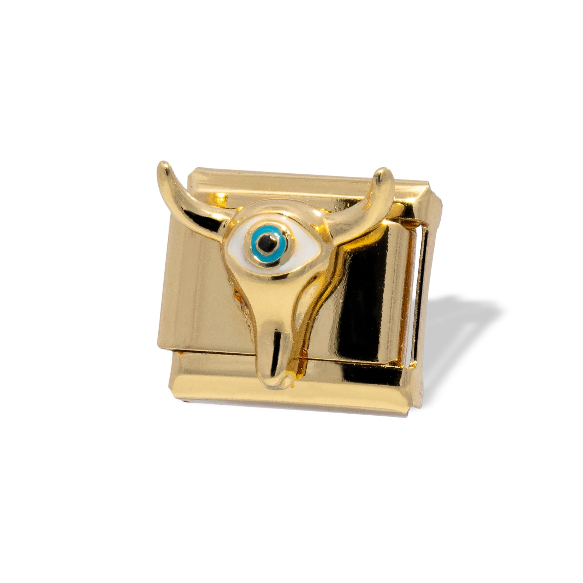 Charm eslabon italiano cabeza de toro con ojo turco 9x10mm