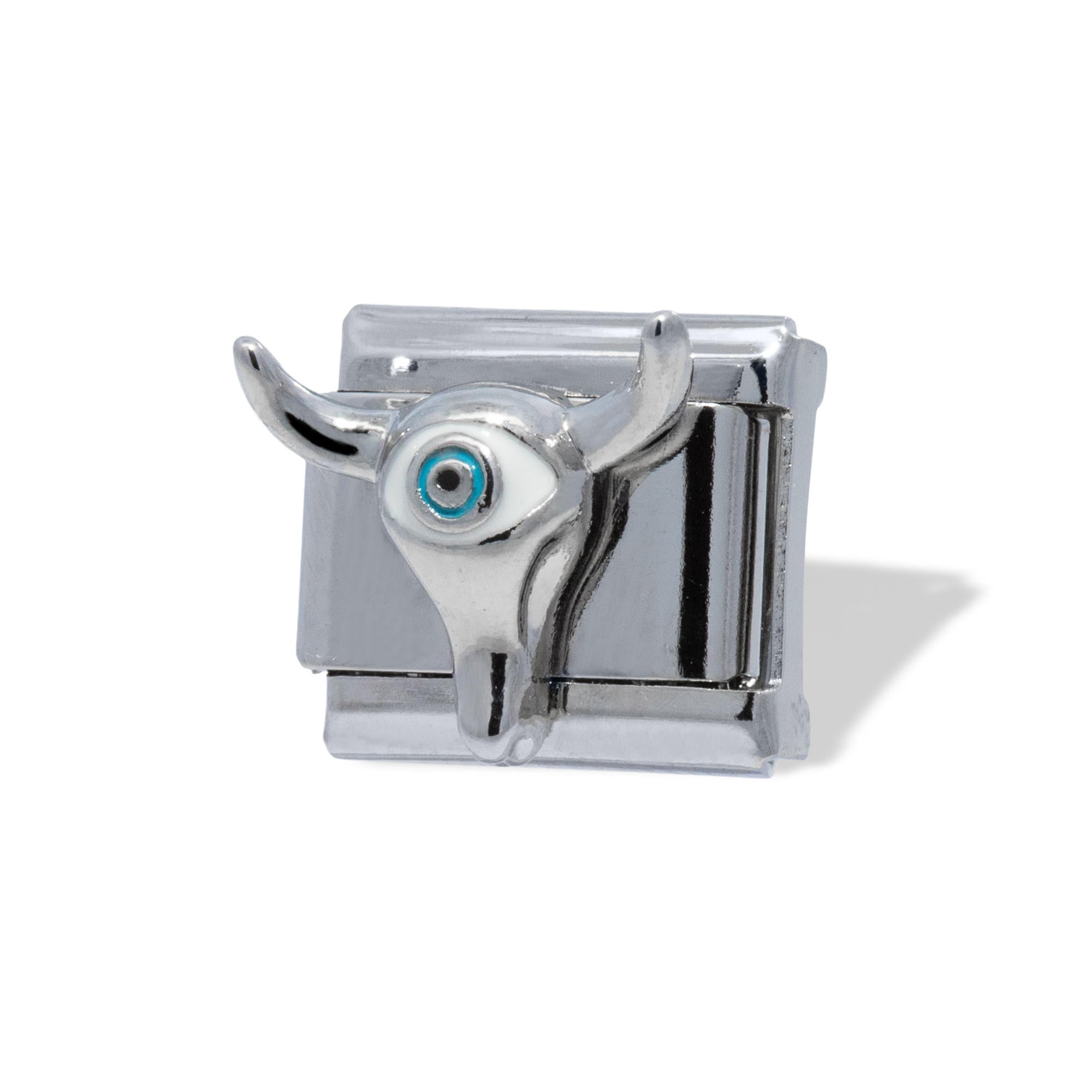 Charm eslabon italiano cabeza de toro con ojo turco 9x10mm