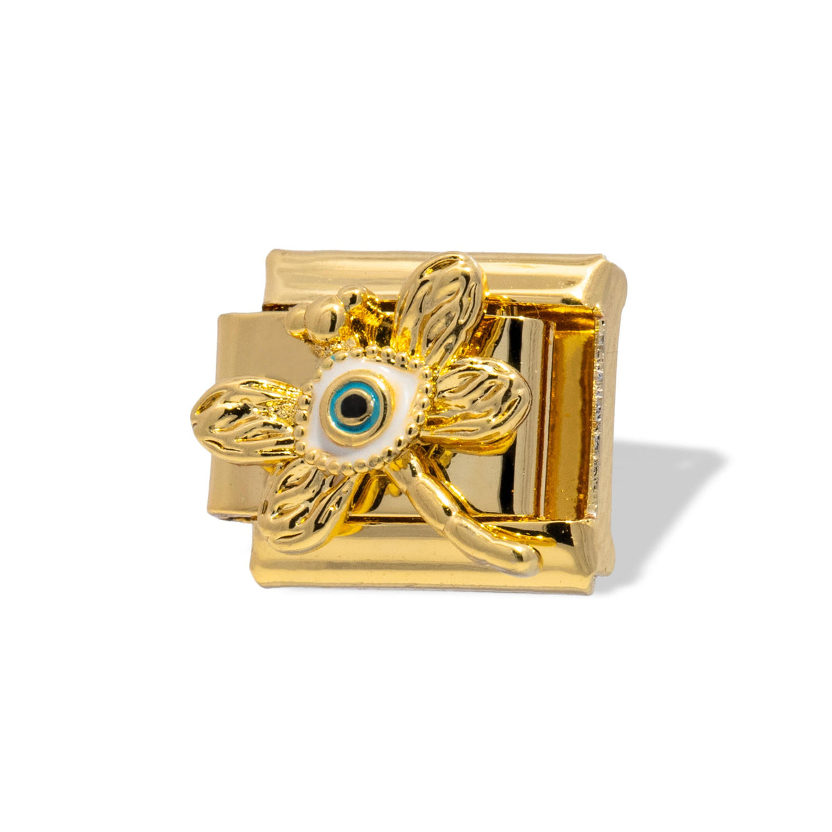 Charm eslabon italiano libelula con ojo turco 9x10mm
