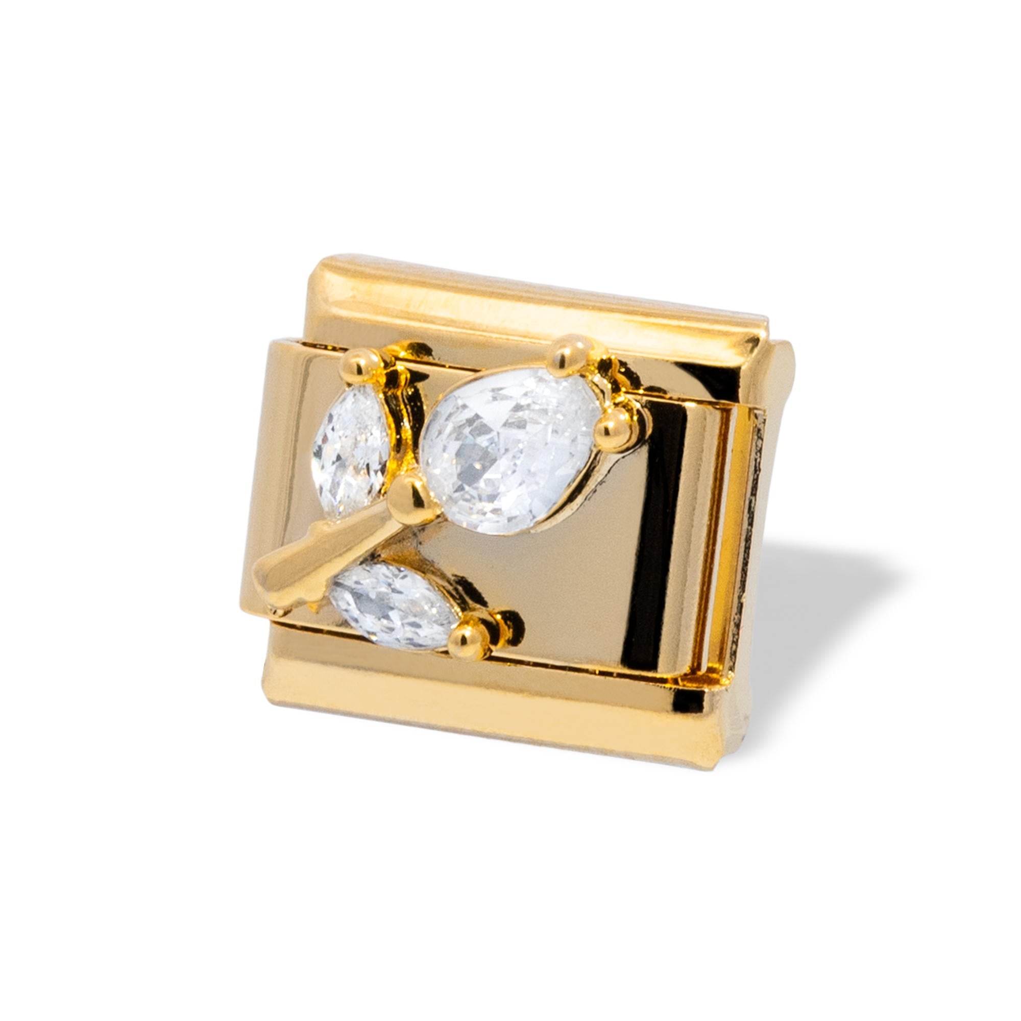Charm eslabon italiano flor con cristales 9x10mm