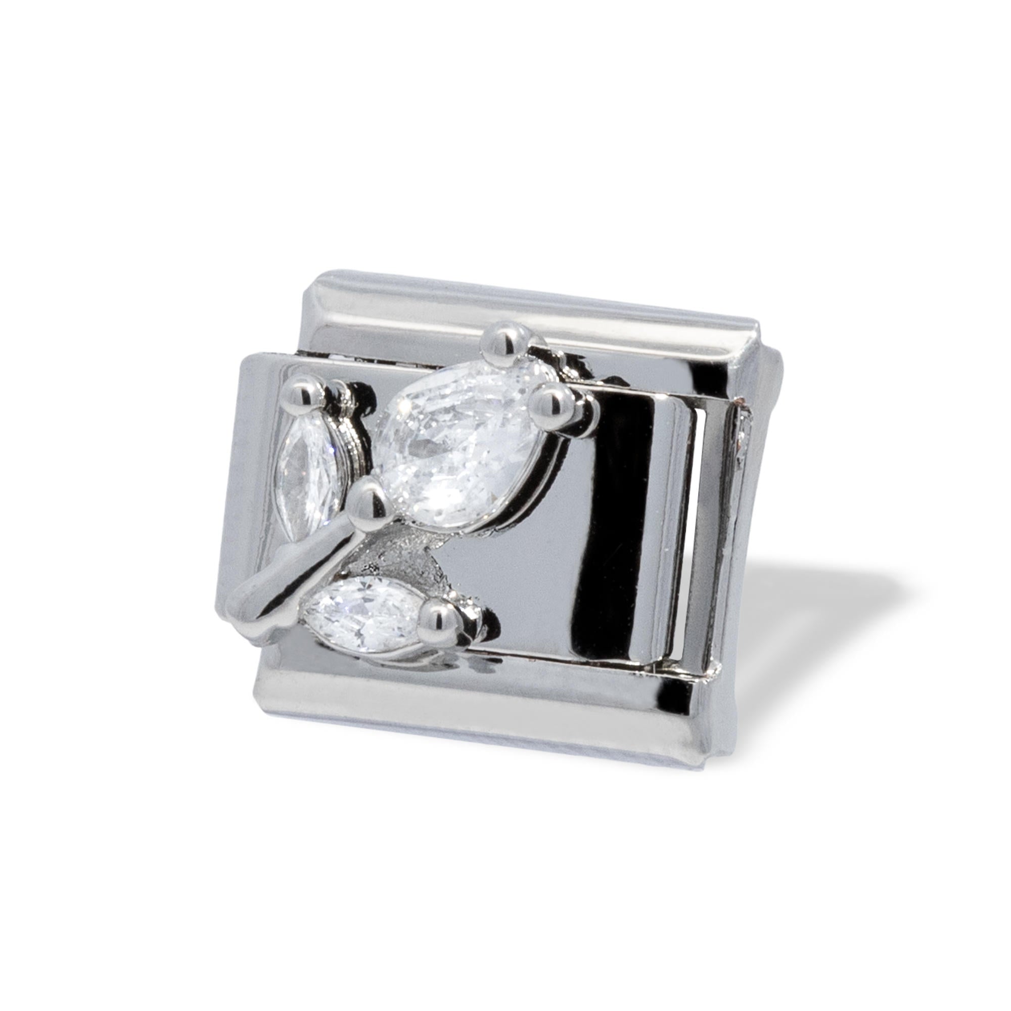 Charm eslabon italiano flor con cristales 9x10mm