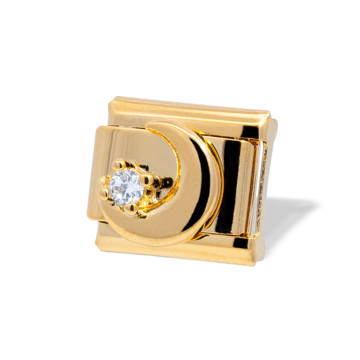 Charm eslabon italiano luna con cristal 9x10mm