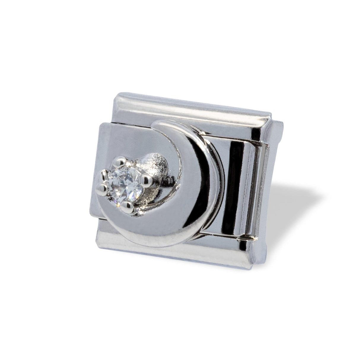 Charm eslabon italiano luna con cristal 9x10mm