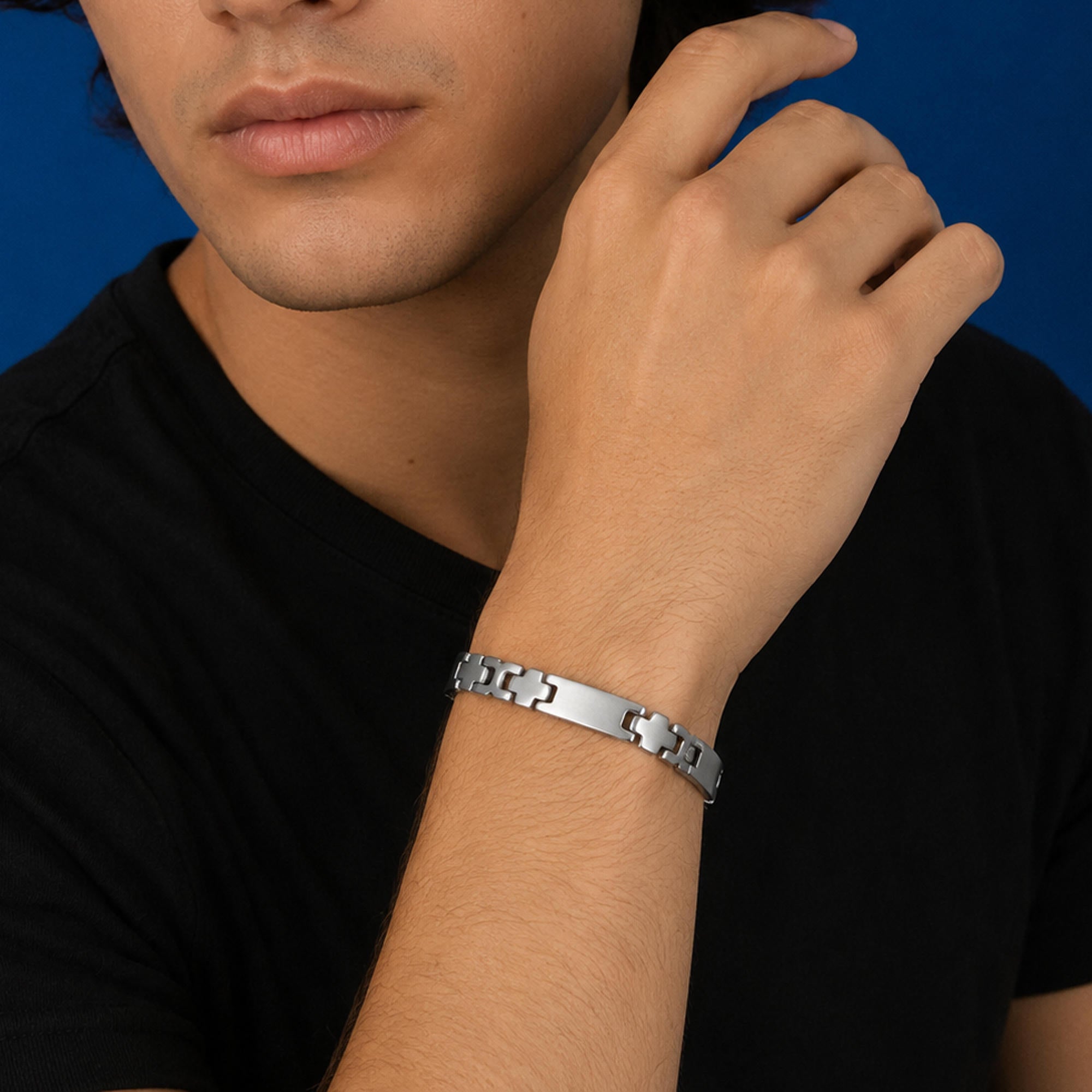 Pulsera eslabon rectangular liso 21cm