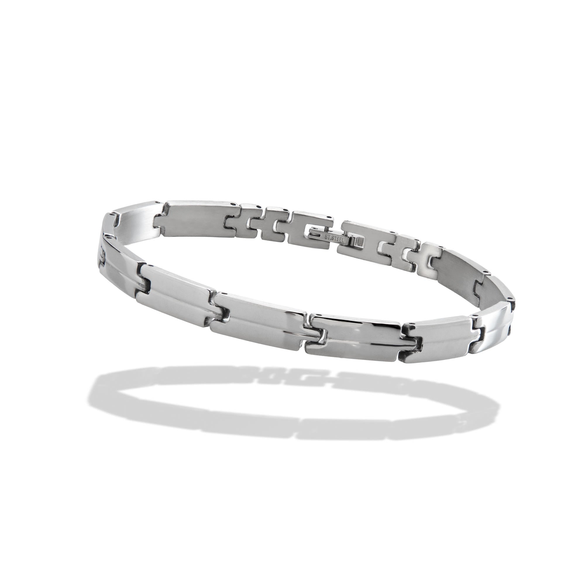 Pulsera eslabon rectangular con linea central 21cm