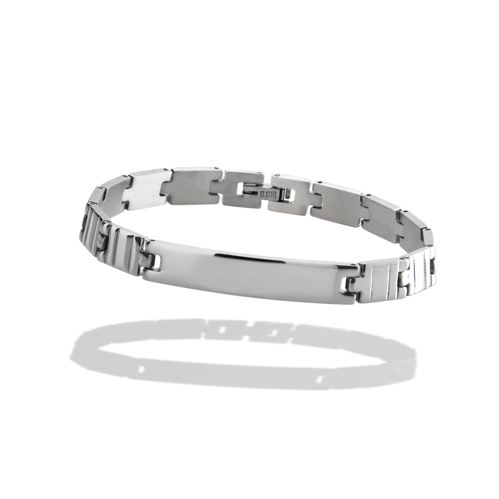 Pulsera con placa eslabon con lineas 20cm