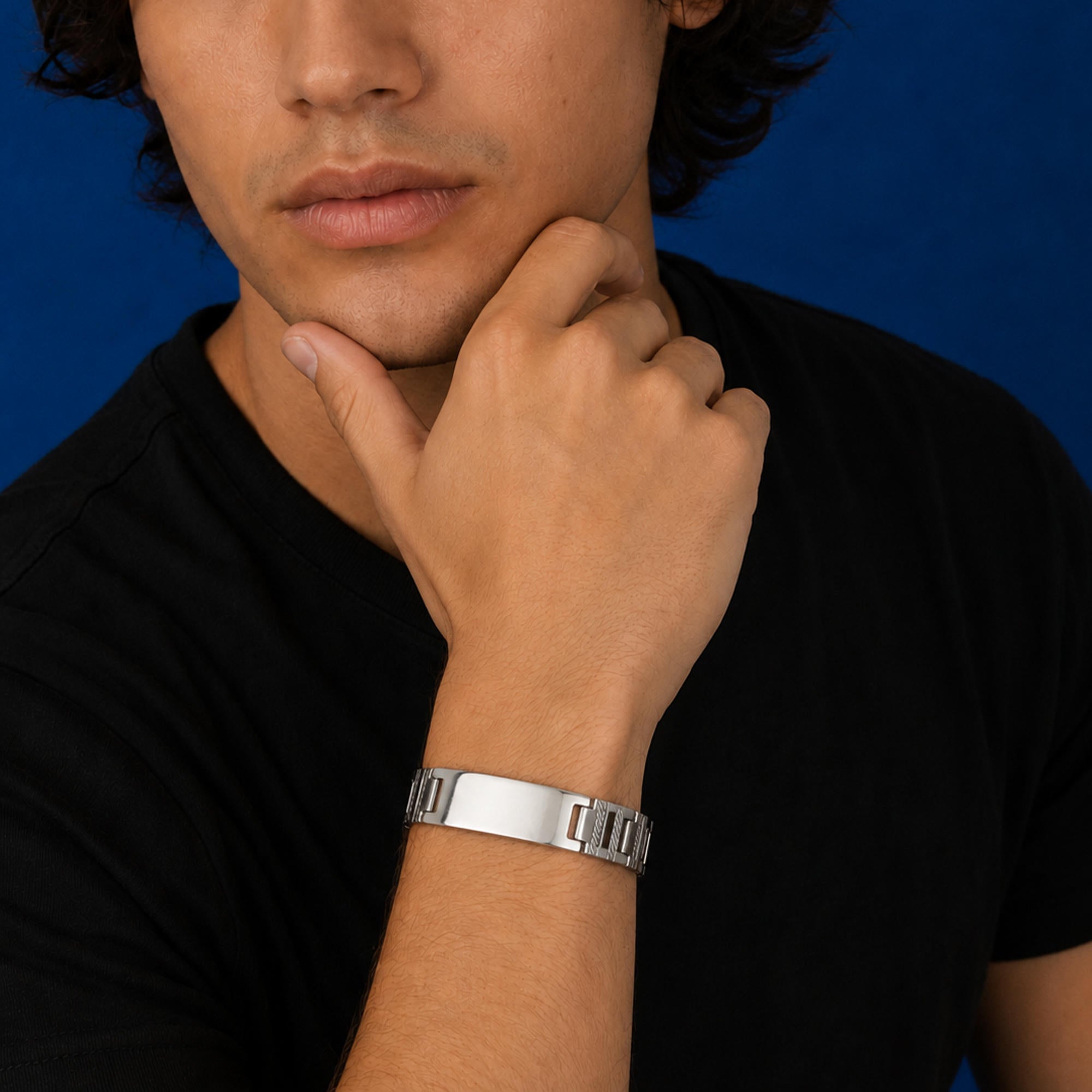 Pulsera con placa eslabon grabado 20cm