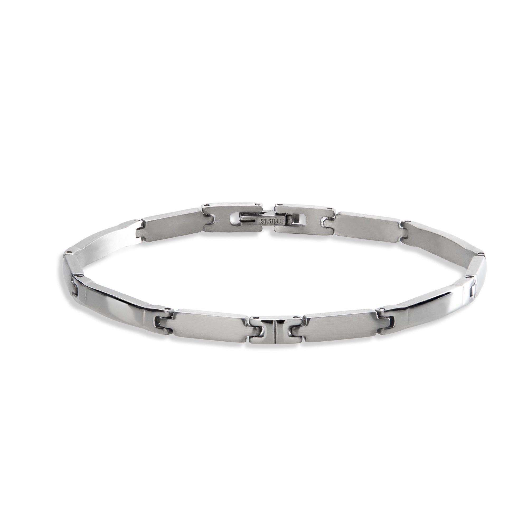 Pulsera eslabon rectalgular finito liso y mateado 21cm