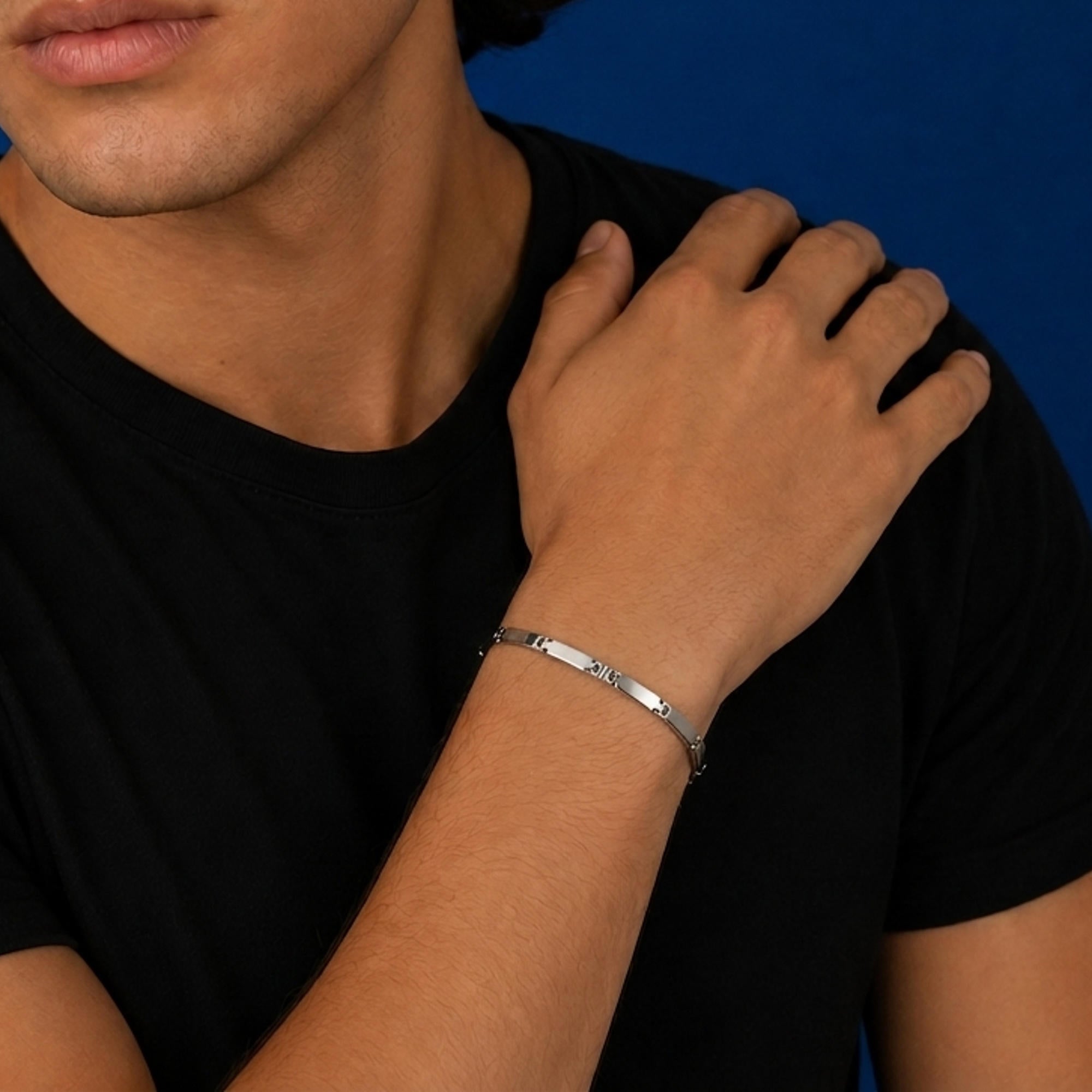 Pulsera eslabon rectalgular finito liso y mateado 21cm