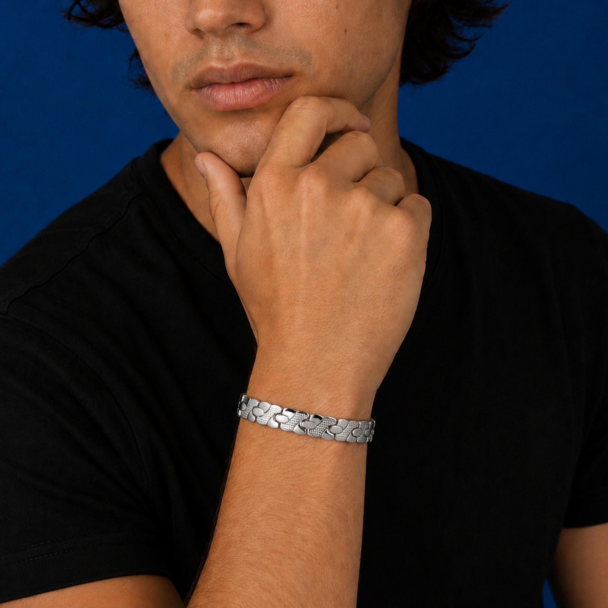 Pulsera eslabon mosaico con grabado 21cm